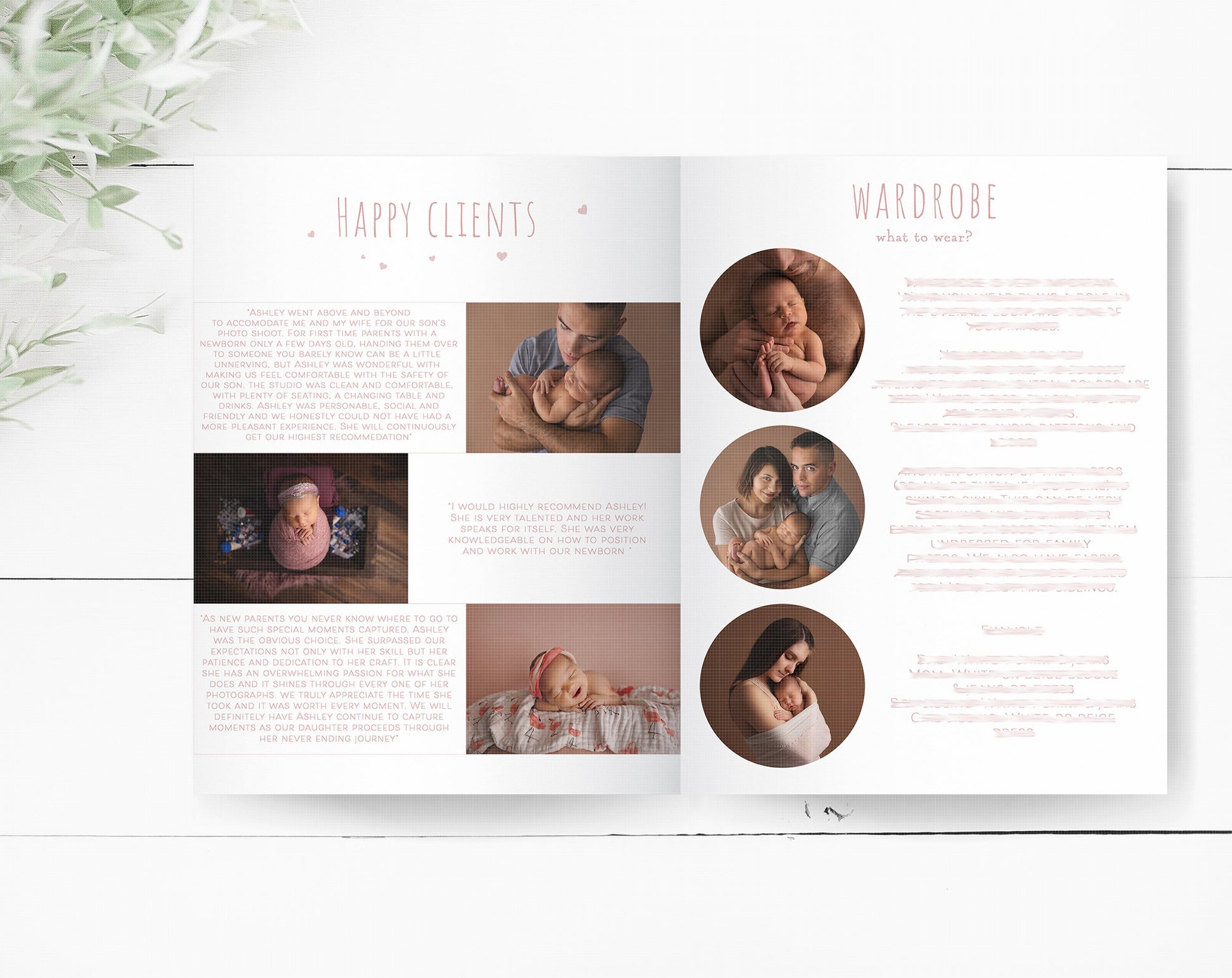 Newborn Session Guide Templates, .PSD Layered Photoshop Files, Newborn Welcome Guide, Newborn Prep Guide Templates for Photoshop