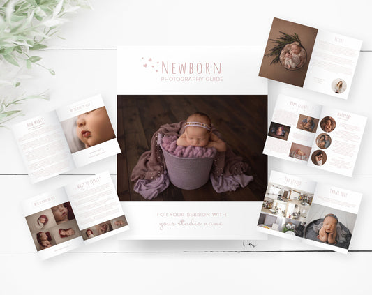 Newborn Session Guide Templates, .PSD Layered Photoshop Files, Newborn Welcome Guide, Newborn Prep Guide Templates for Photoshop