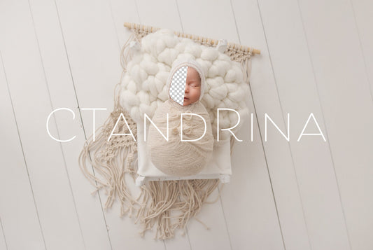 Newborn Digital Backdrop, Neutral Colors Newborn Background, White and Beige Macrame PNG Newborn Digital Backdrop for Photoshop