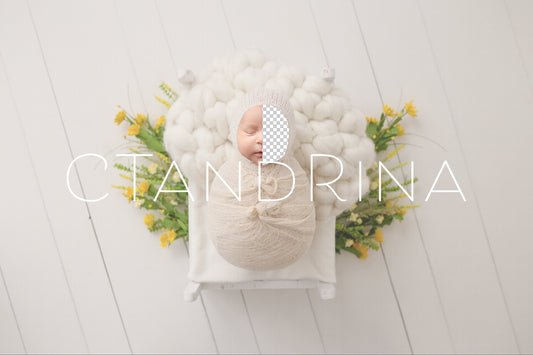 Spring Newborn Digital Backdrop, Yellow Floral Newborn Digital Background, PNG Floral Baby Backdrop, White and Yellow Backdrop for Photoshop