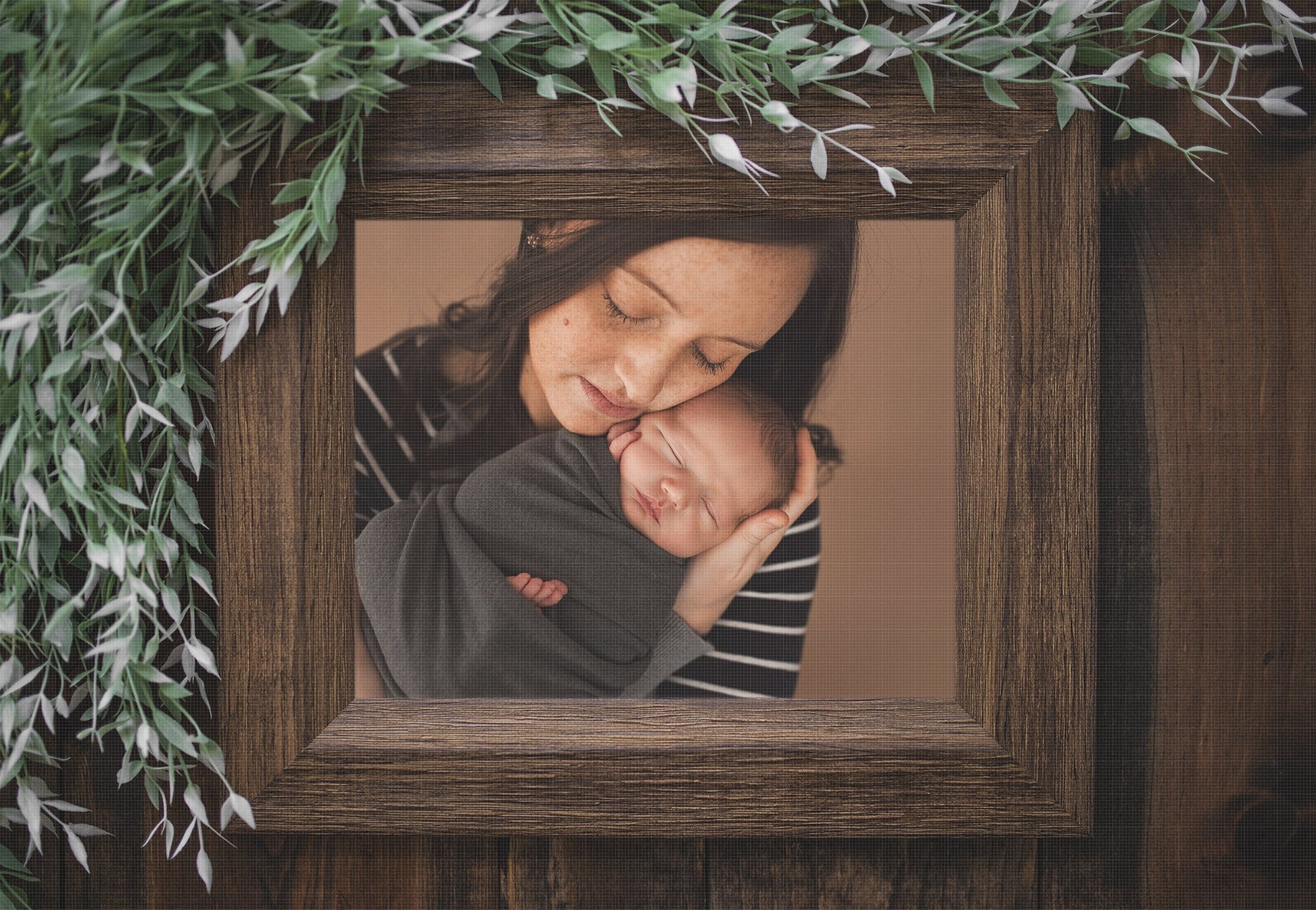 Dark Wood Photo Template, Mother's Day Photo Template, .PSD Real Wood Picture Frame Backdrop for Photoshop, Picture Frame Photoshop Mask