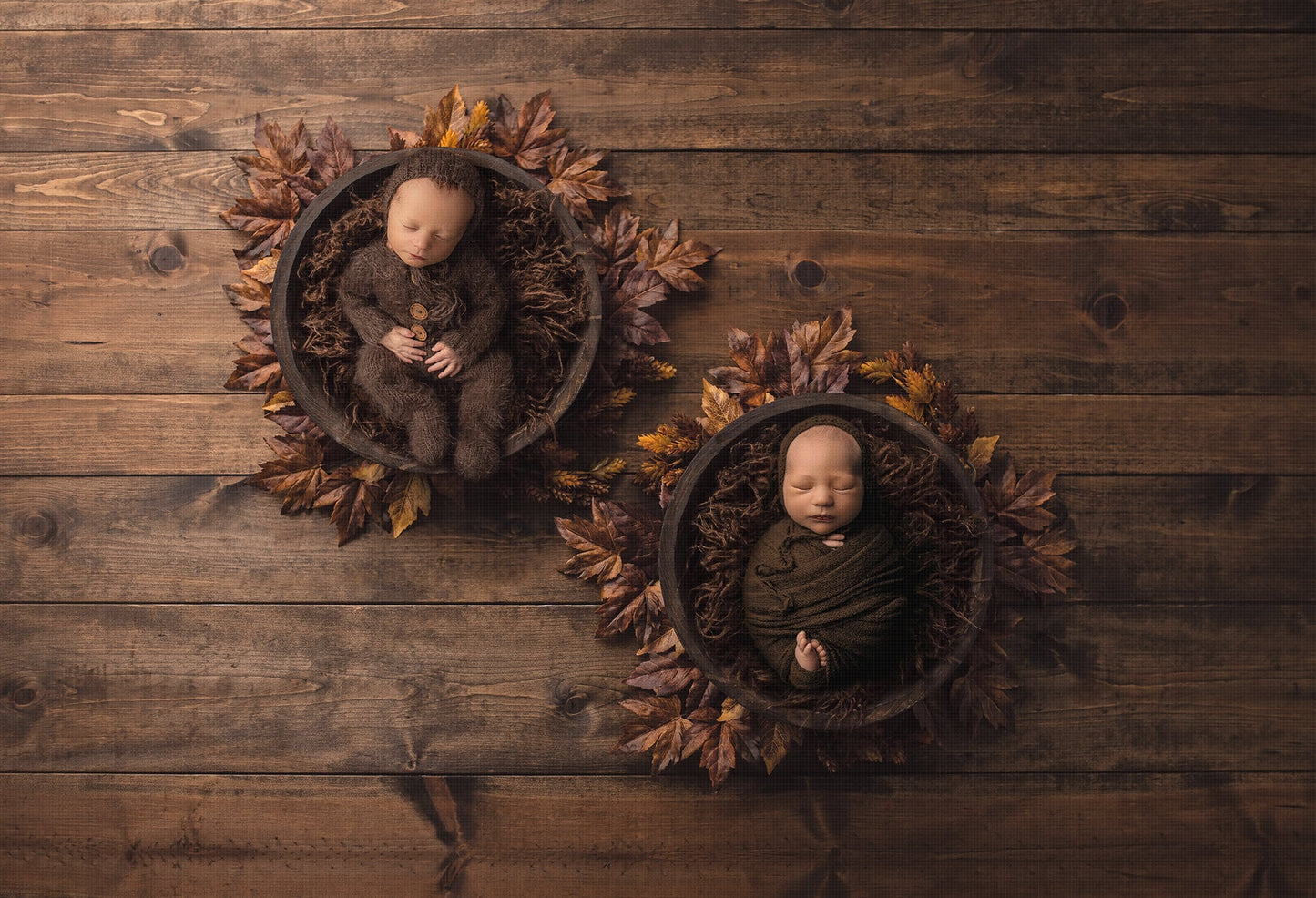 Twin Newborn Digital Backdrop, Fall Newborn Digital Background for Twins, Autumn Baby Backdrops, Multiple Baby Backdrops for Photoshop