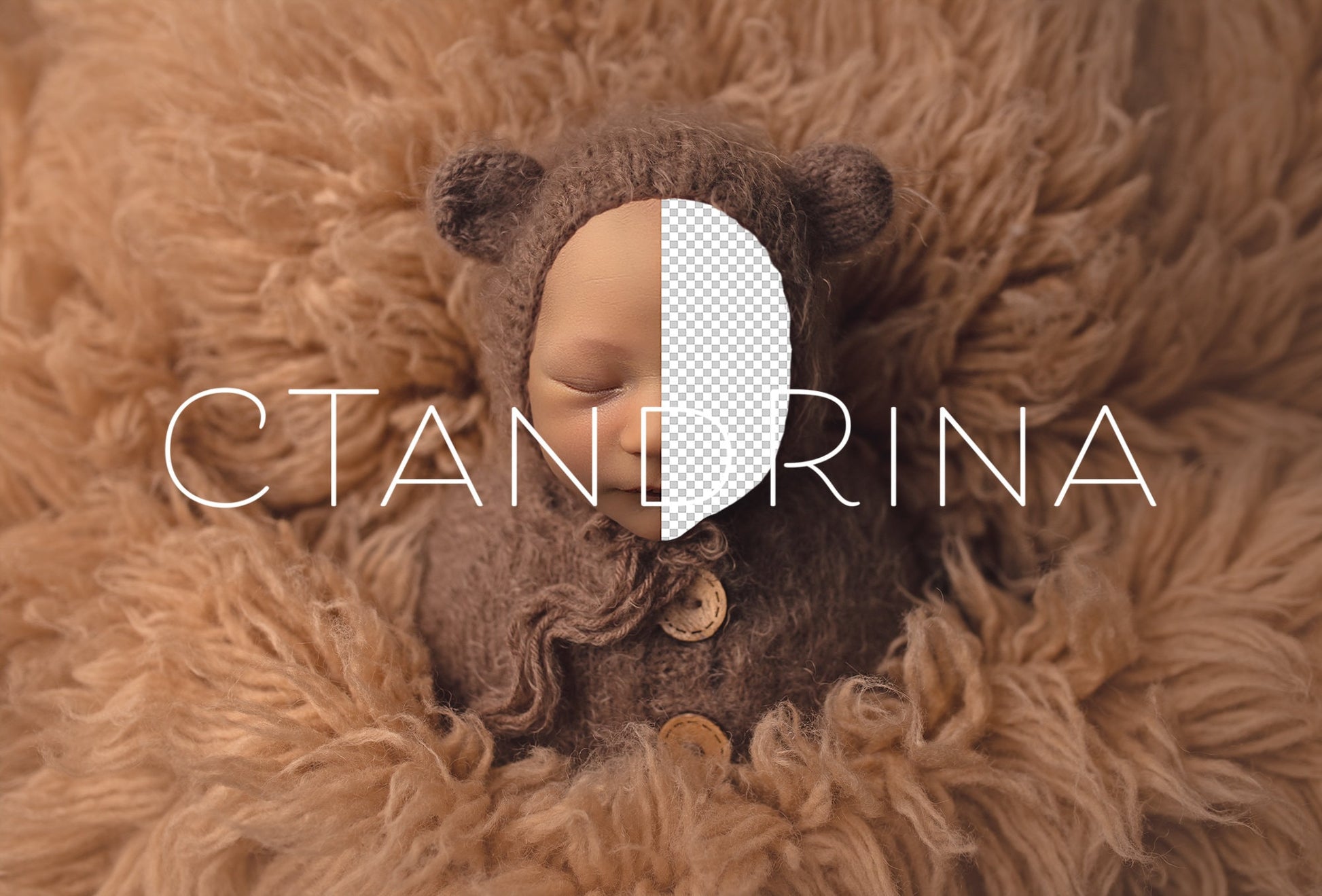 Newborn Digital Backdrop, Newborn Bear on Flokati Digital Background, Baby Bear Backdrops, Replace the Face Backdrops, PNG Newborn Backdrop