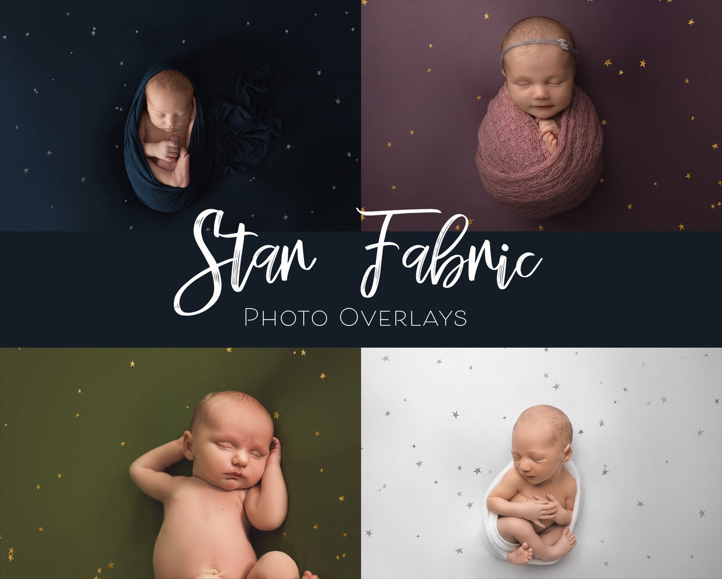 Star Overlays for Newborn Photography, PNG Star Overlays for Photoshop, Fabric Star Overlays, Backdrop Star Overlays for Newborn Photos