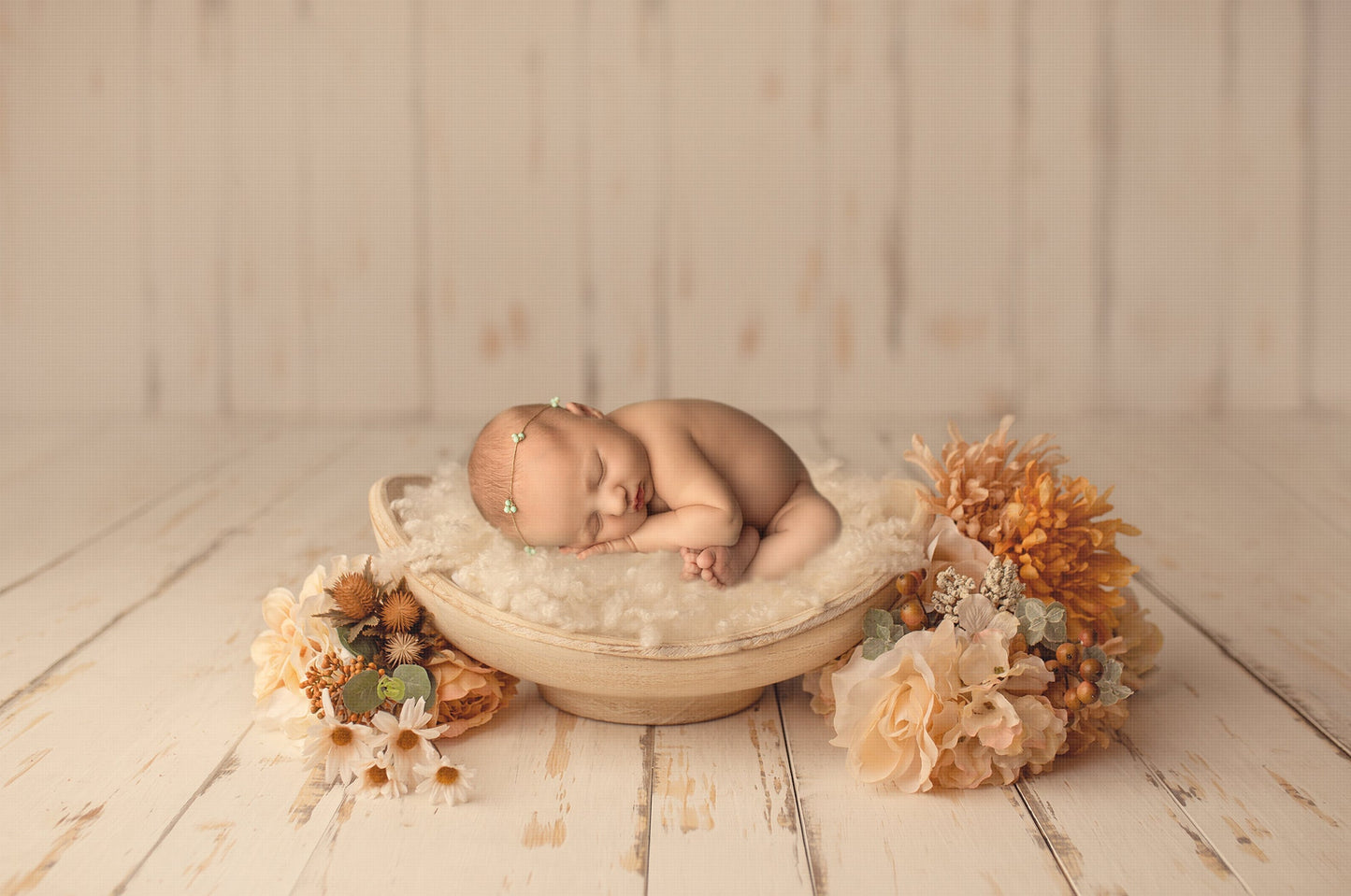 Fall Newborn Digital Backdrop, Autumn Newborn Digital Background, Beautiful Orange and Beige Fall Pumpkin Digital Backdrop for Photoshop