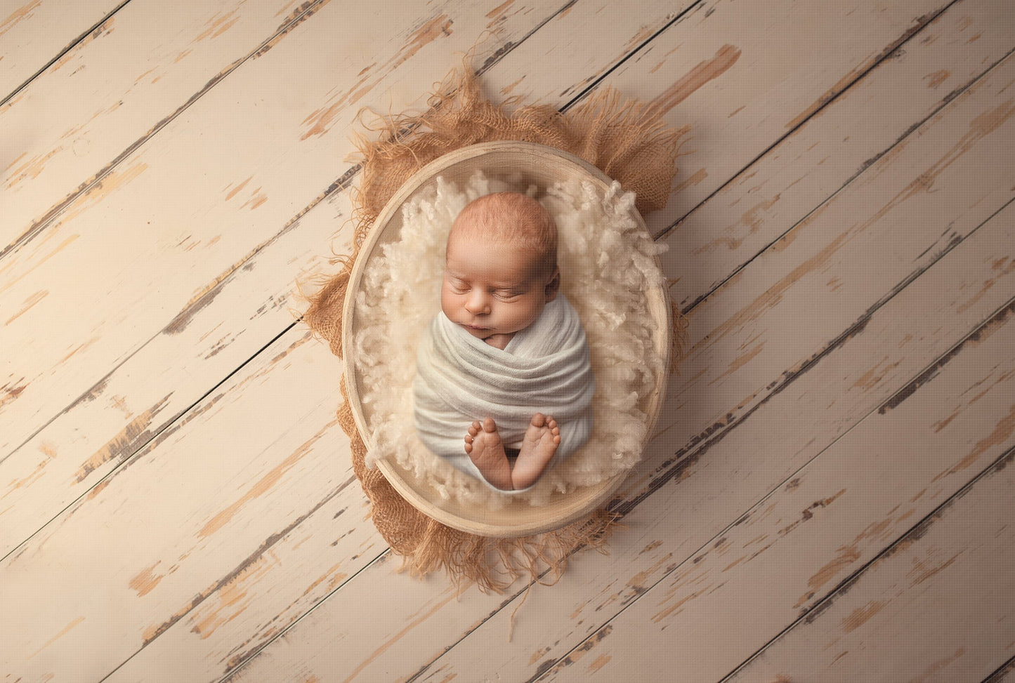 Newborn Digital Backdrop, Burlap and Wood Bowl Newborn Digital Background, Real Wood Newborn Digital Backdrop for Photoshop