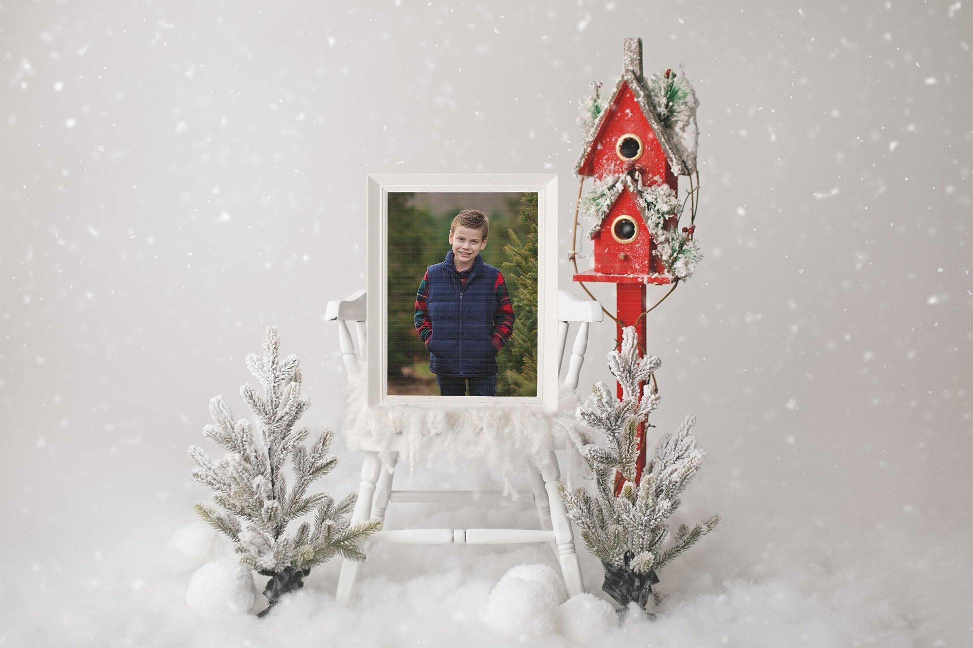 Christmas Photoshop Template, Photo Templates, PNG Template for Christmas, Insert Christmas Photo Frame, Snowy Photo Templates