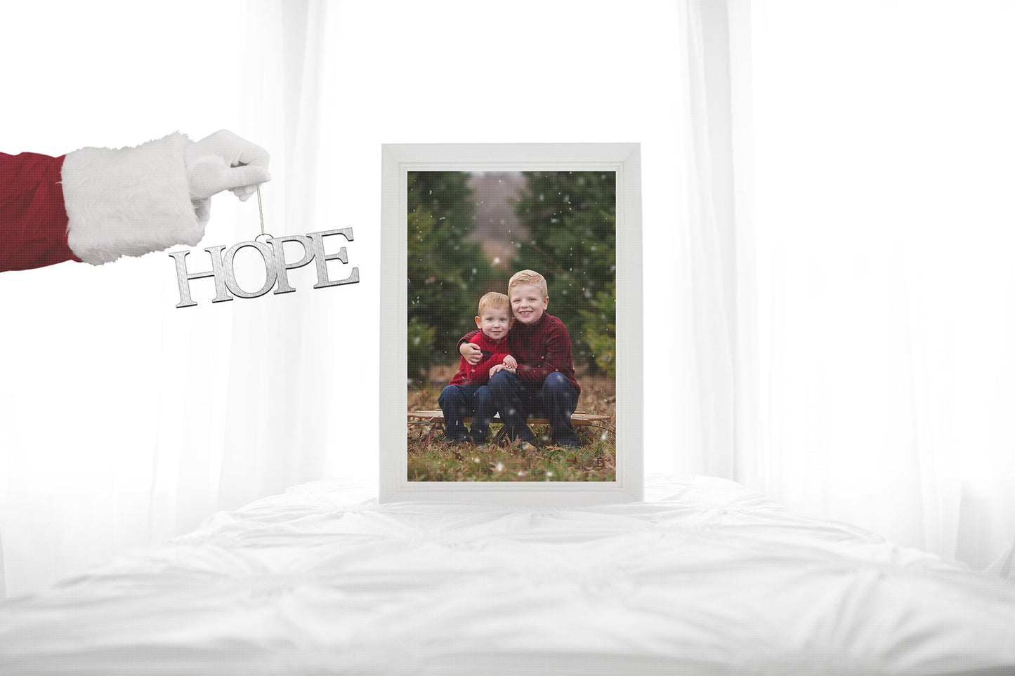 Santa Photoshop Template, Photo Templates, PNG Template for Christmas, Hope Christmas Photoshop Template, Window Light Photo Frame