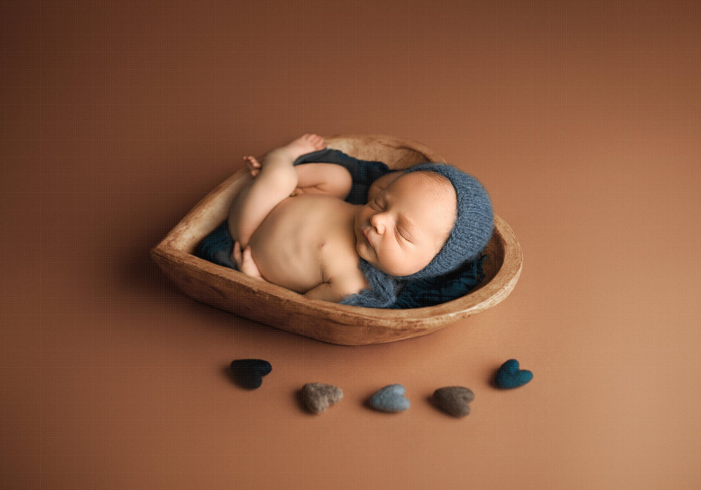 Newborn Digital Backdrop, Newborn Boy Backdrops, Blue heart Bowl Digital Background, Side View Heart Bowl Newborn Backdrop for Photoshop