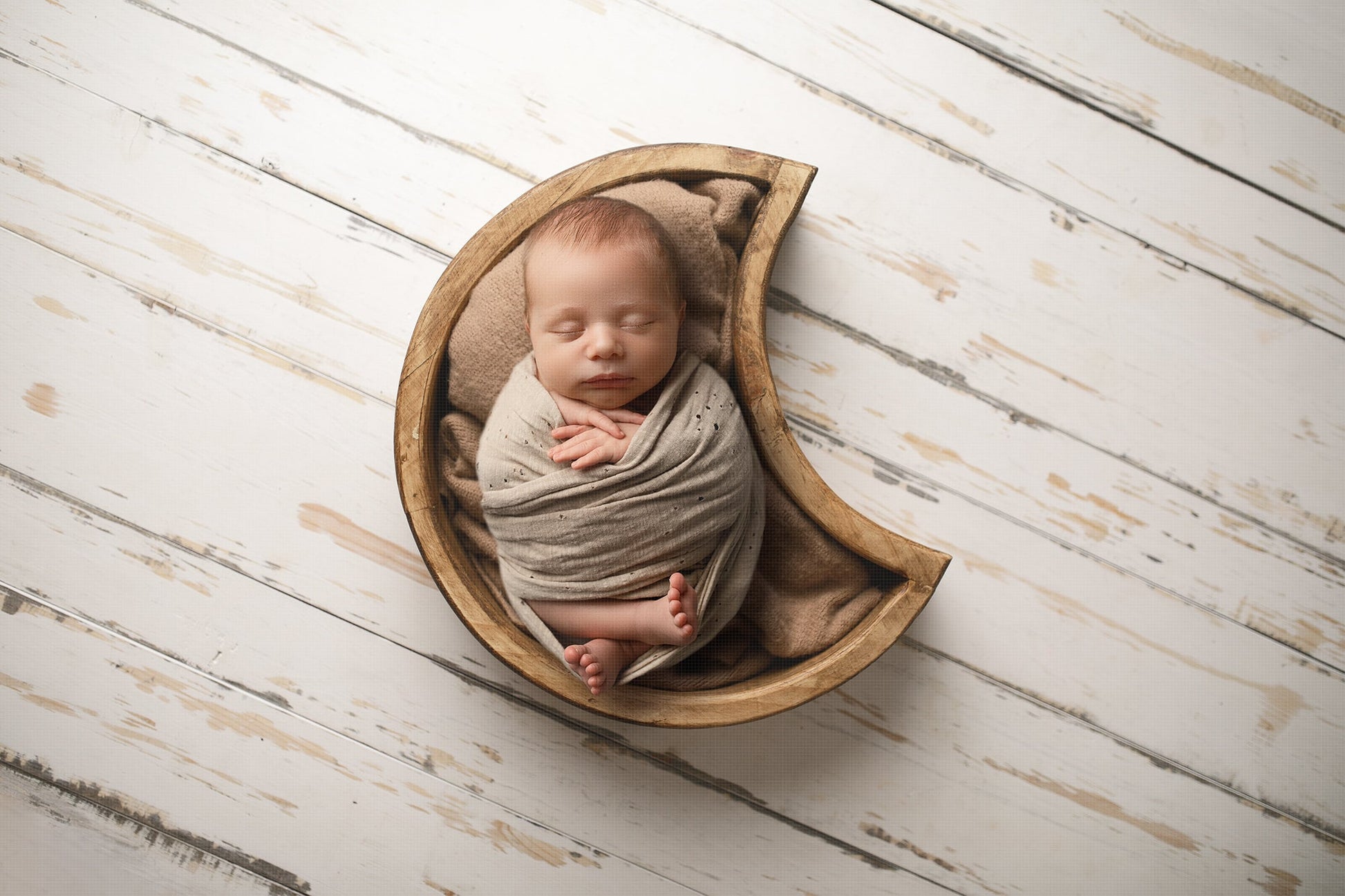 Newborn Digital Backdrop, Neutral Real Wood Backdrop with Moon Bowl Digital Background, Baby Digital Backdrops for Photoshop Composites