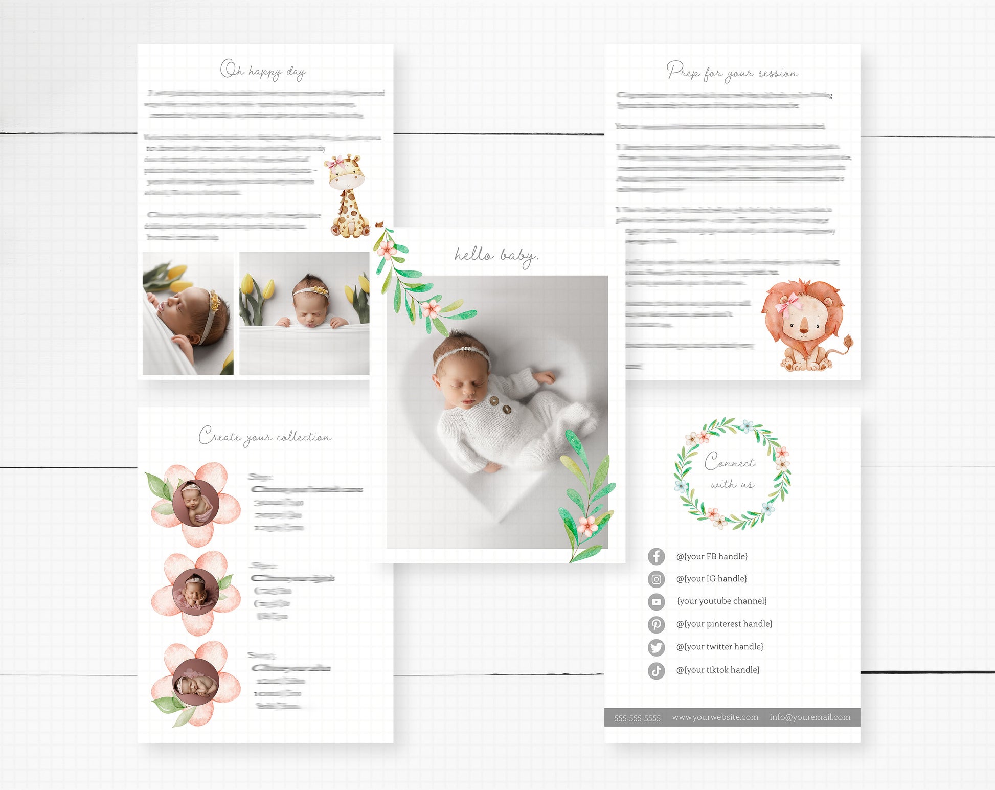 Client Welcome Guide Template, Safari Theme Newborn Welcome Guide, Jungle Theme Templates, Newborn Welcome Guide Template for Print and PDF