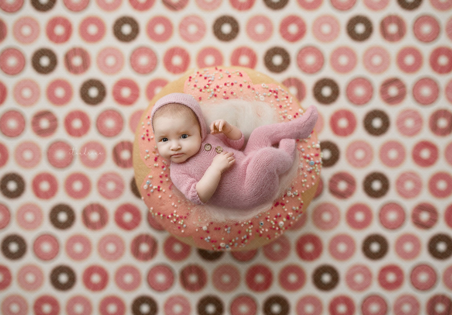 Pink Donut Newborn Digital Backdrop, Newborn Digital Background, Donut Baby Backdrop, Sweet Treats Newborn Digital Backdrop for Photoshop