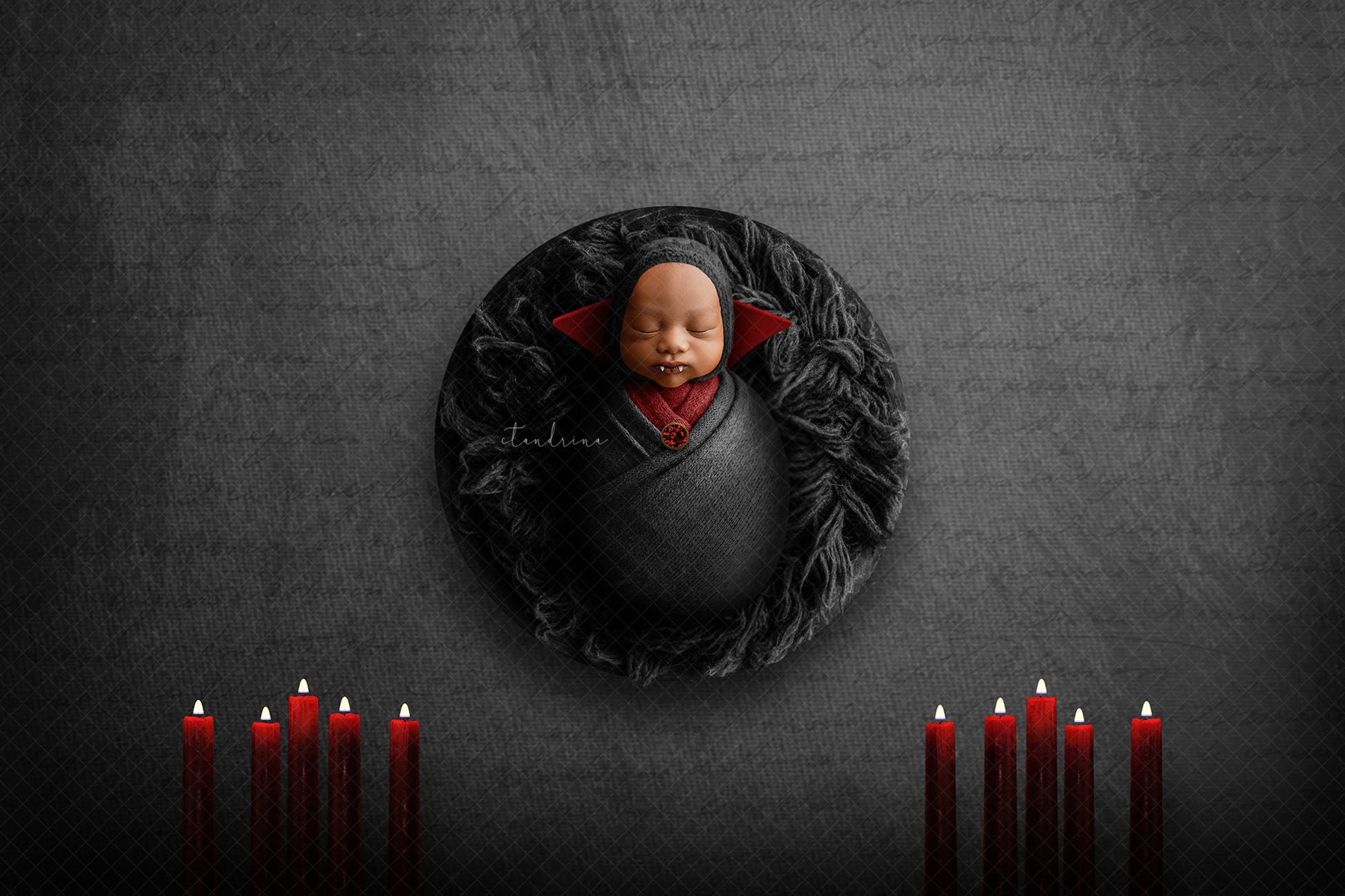 Vampire Baby Newborn Digital Backdrop, Halloween Newborn Digital Backdrop, Vampire with Bats and Candles Baby Backdrop for Photoshop