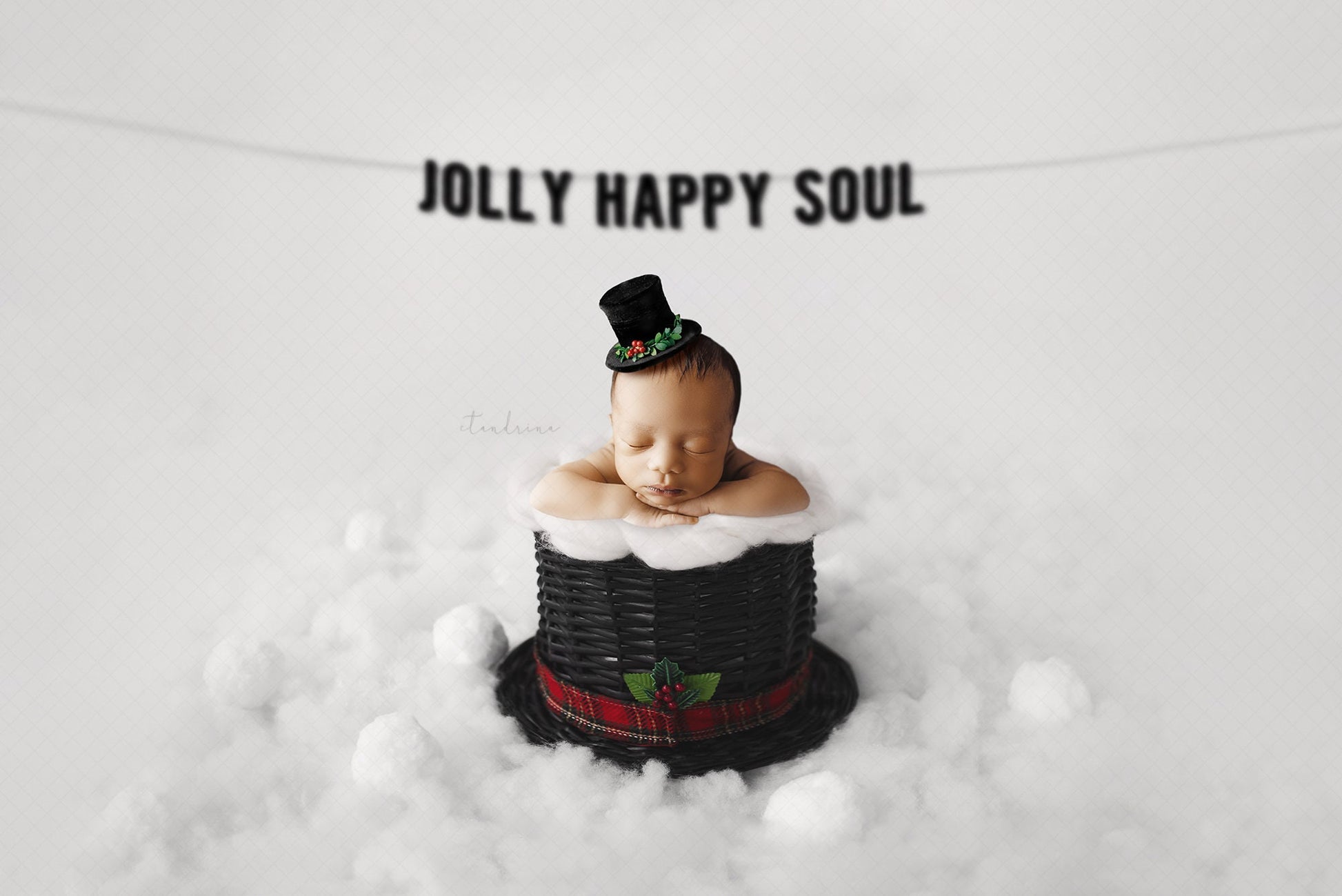 Snowman Hat Newborn Digital Backdrop, Jolly Happy Soul Christmas Newborn Background, Frosty the Snowman Digital Backdrop for Photoshop