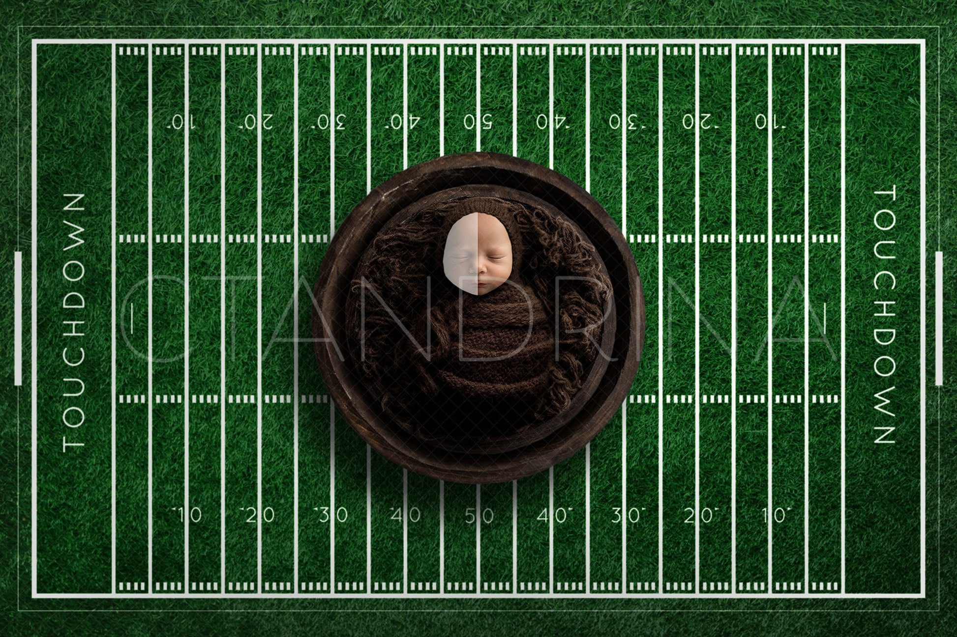 PNG Football Field Newborn Digital Backdrop, Replace the Face Newborn Digital Backdrop for Photoshop, American Football PNG Baby Backdrop