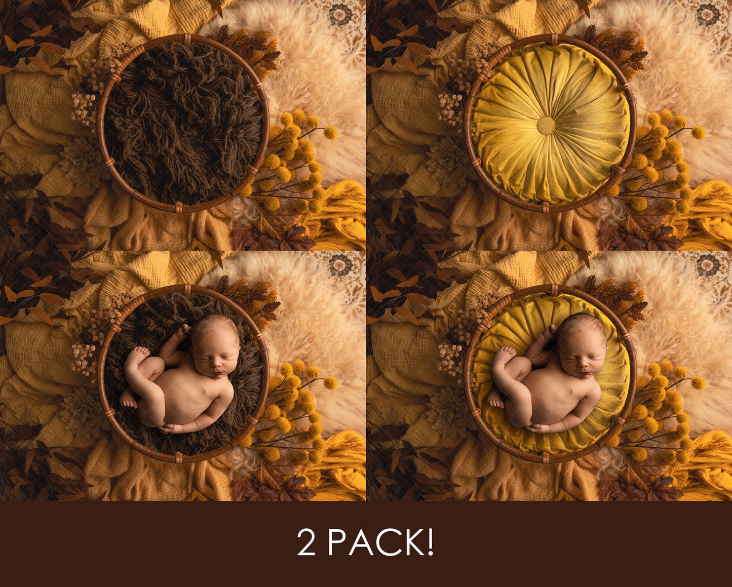 Newborn Digital Backdrop 2 Pack, Fall Newborn Digital Backdrops, Warm Tone Textures Newborn Fall Backdrop for Photoshop Composites