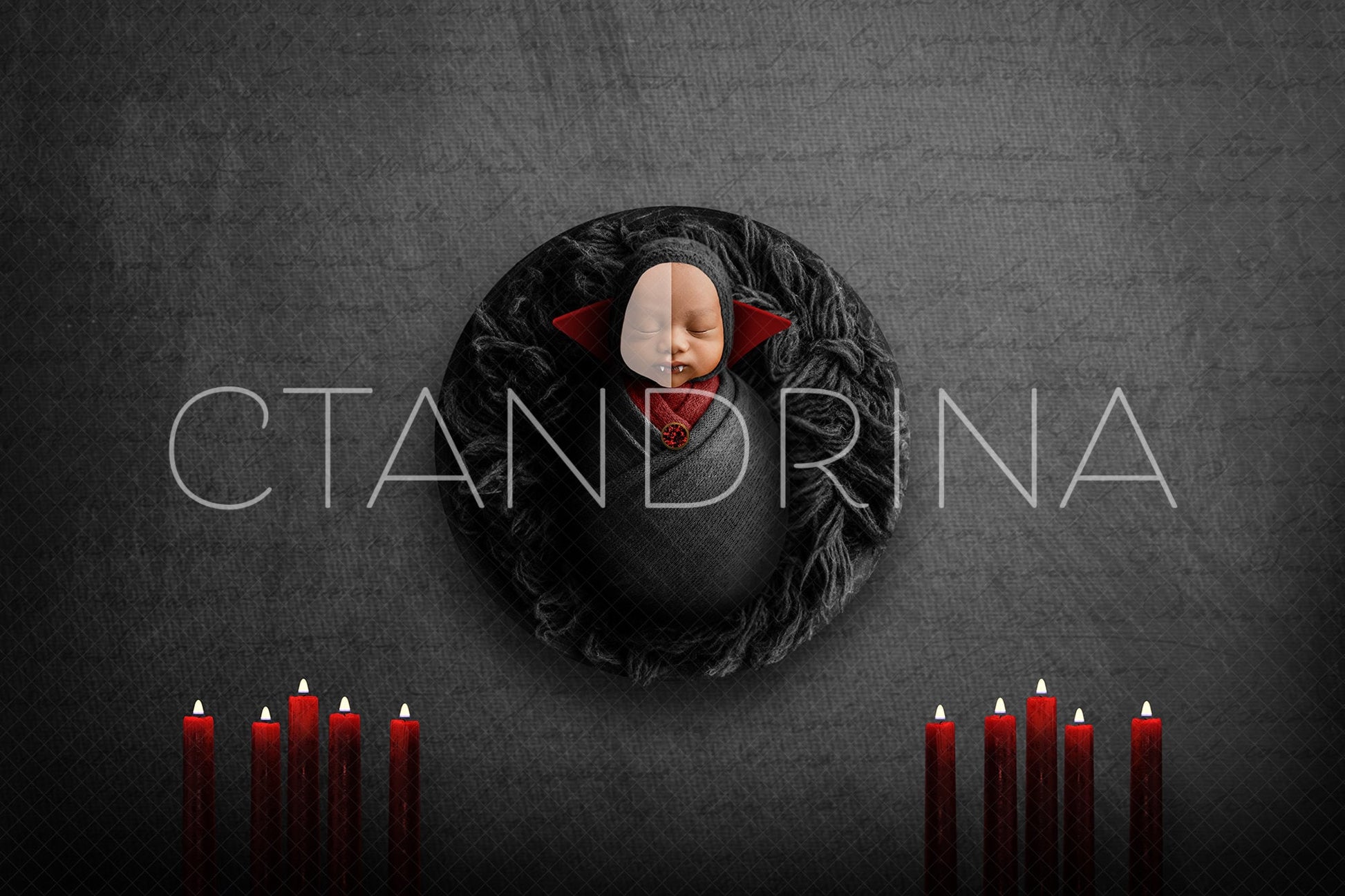 Vampire Baby Newborn Digital Backdrop, Halloween Newborn Digital Backdrop, Vampire with Bats and Candles Baby Backdrop for Photoshop