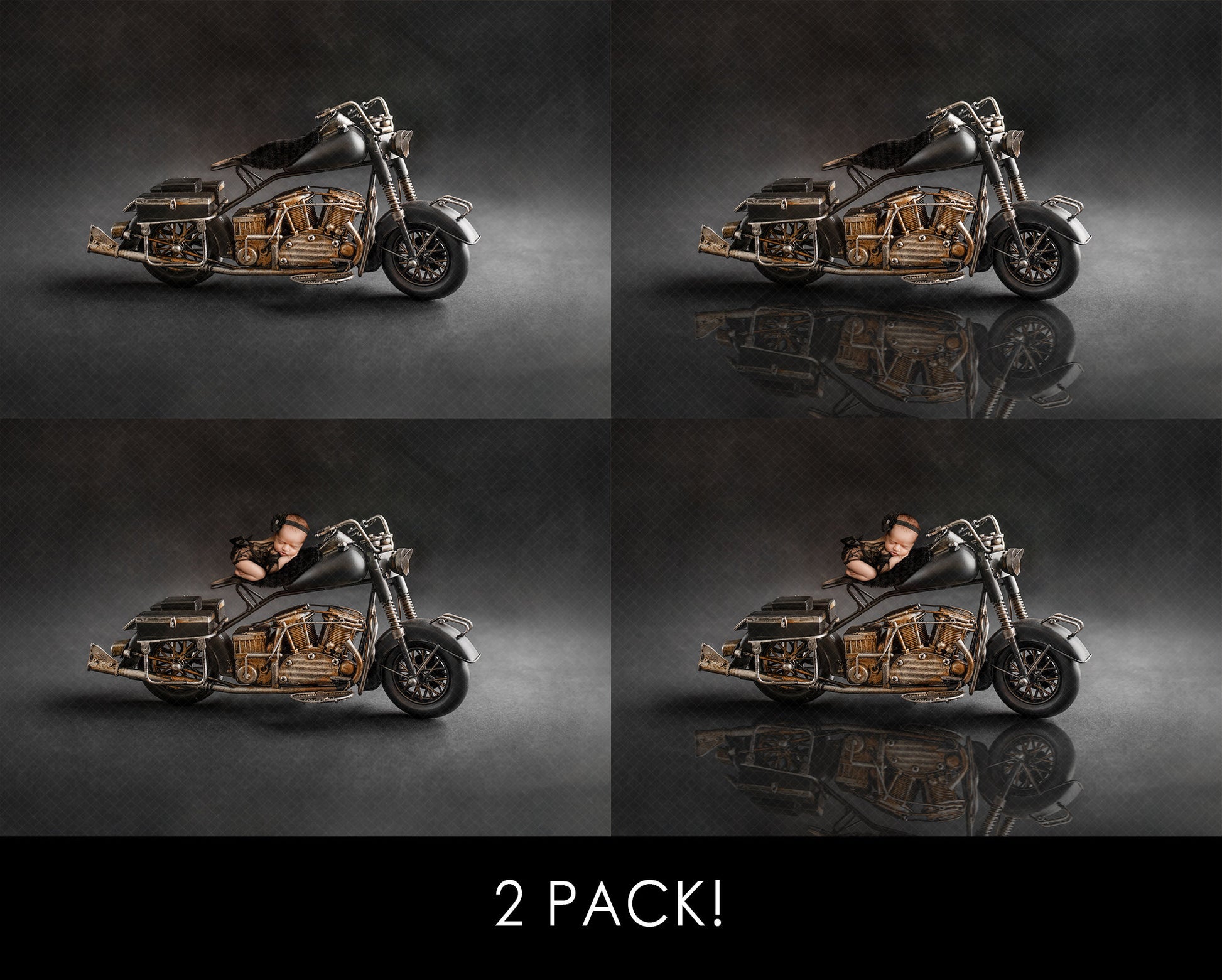 2 Motorcycle Newborn Digital Backdrops, Motorcycle with Reflection Newborn Digital Backdrop, Motorcycle Baby Backdrop, Harley Digital Drop