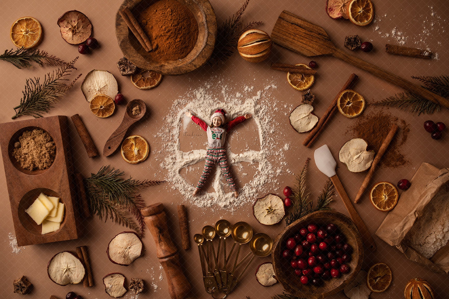 Flour Angel Digital Backdrop, Baking Flour Snow Angel Background for Photoshop, Baking Table Digital Backdrop, PS Child Making Snow Angel