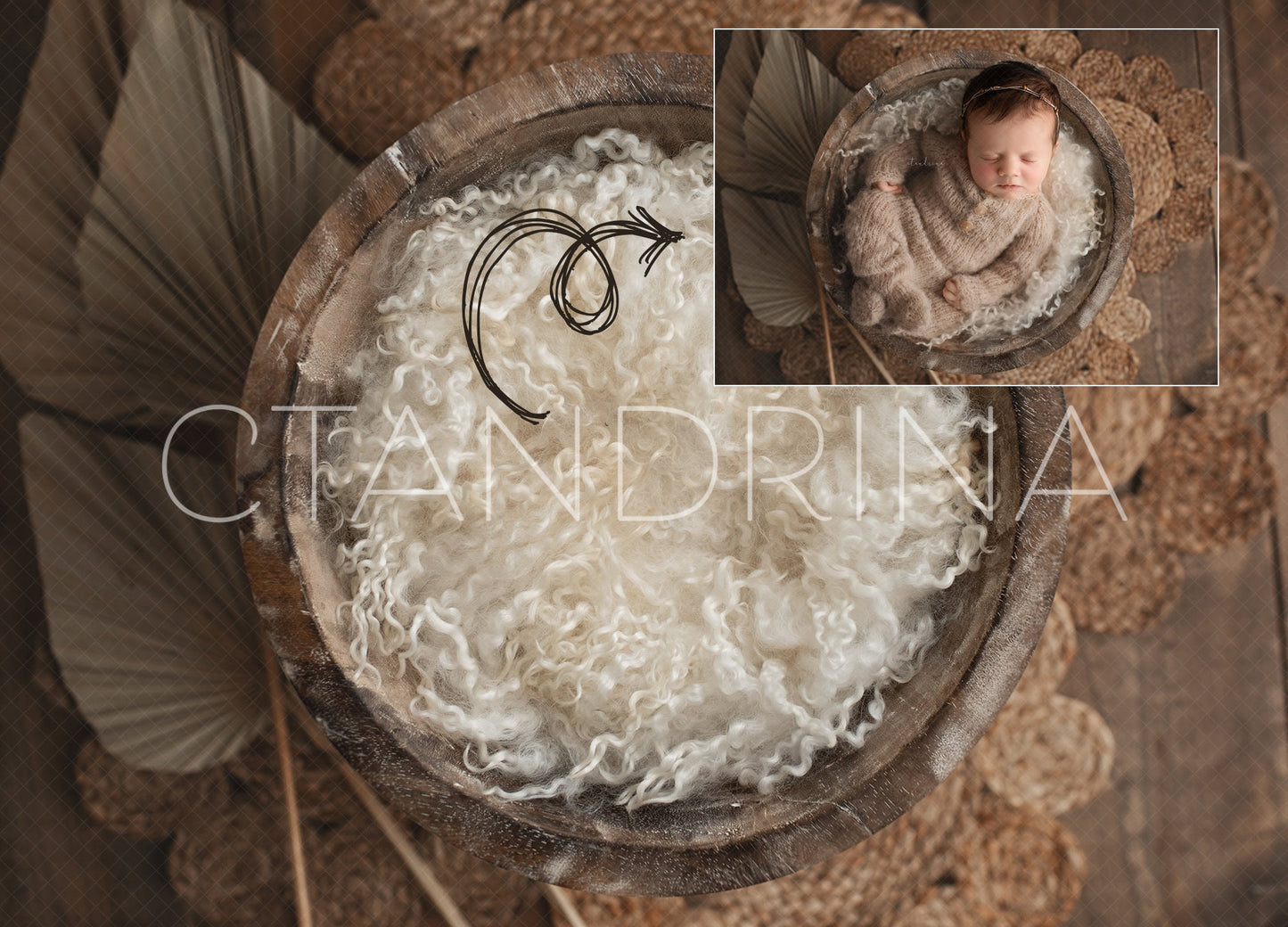 Boho Newborn Digital Backdrop, Boho Bowl Baby Backdrop, Newborn Girl, Newborn Boy Composite Backdrops for Photoshop, Boho Baby Digitals