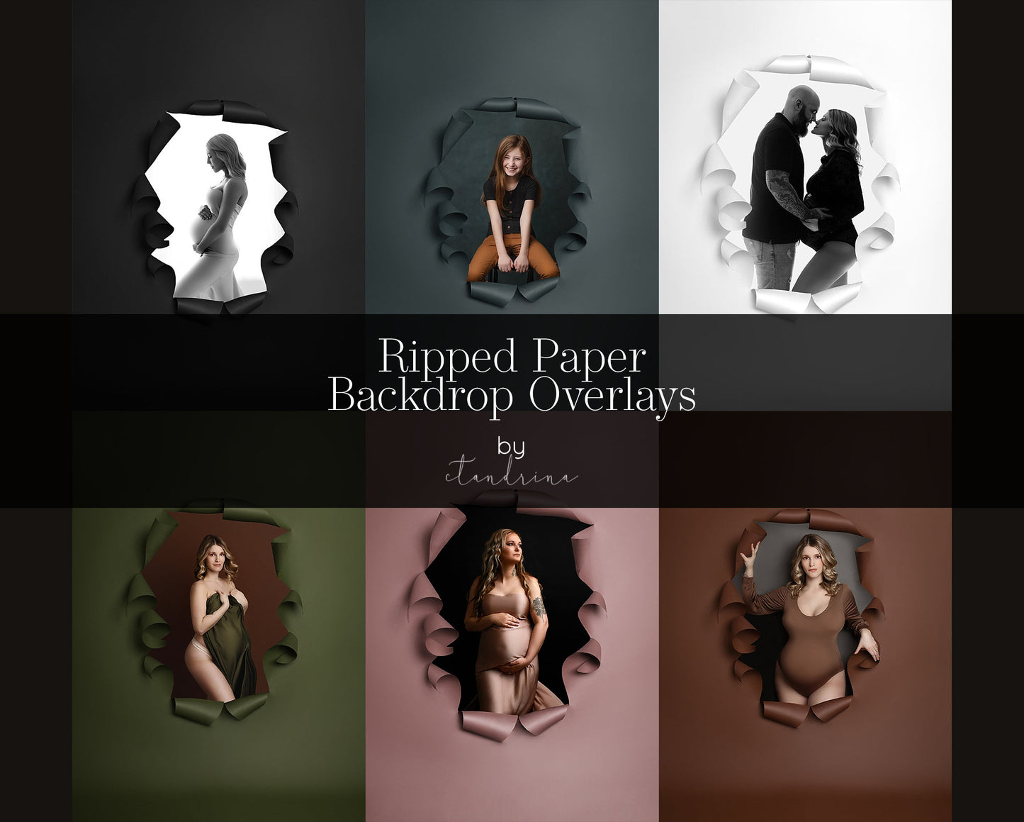 Ripped Paper Backdrop Overlay, Ripped Paper PNG Digital Background, Maternity Digital Backdrops, Studio Photo Overlays, Studio Photography, best digital backdrop overlays, photoshop overlays, ctandrina digitals, best seller, ripped paper filters