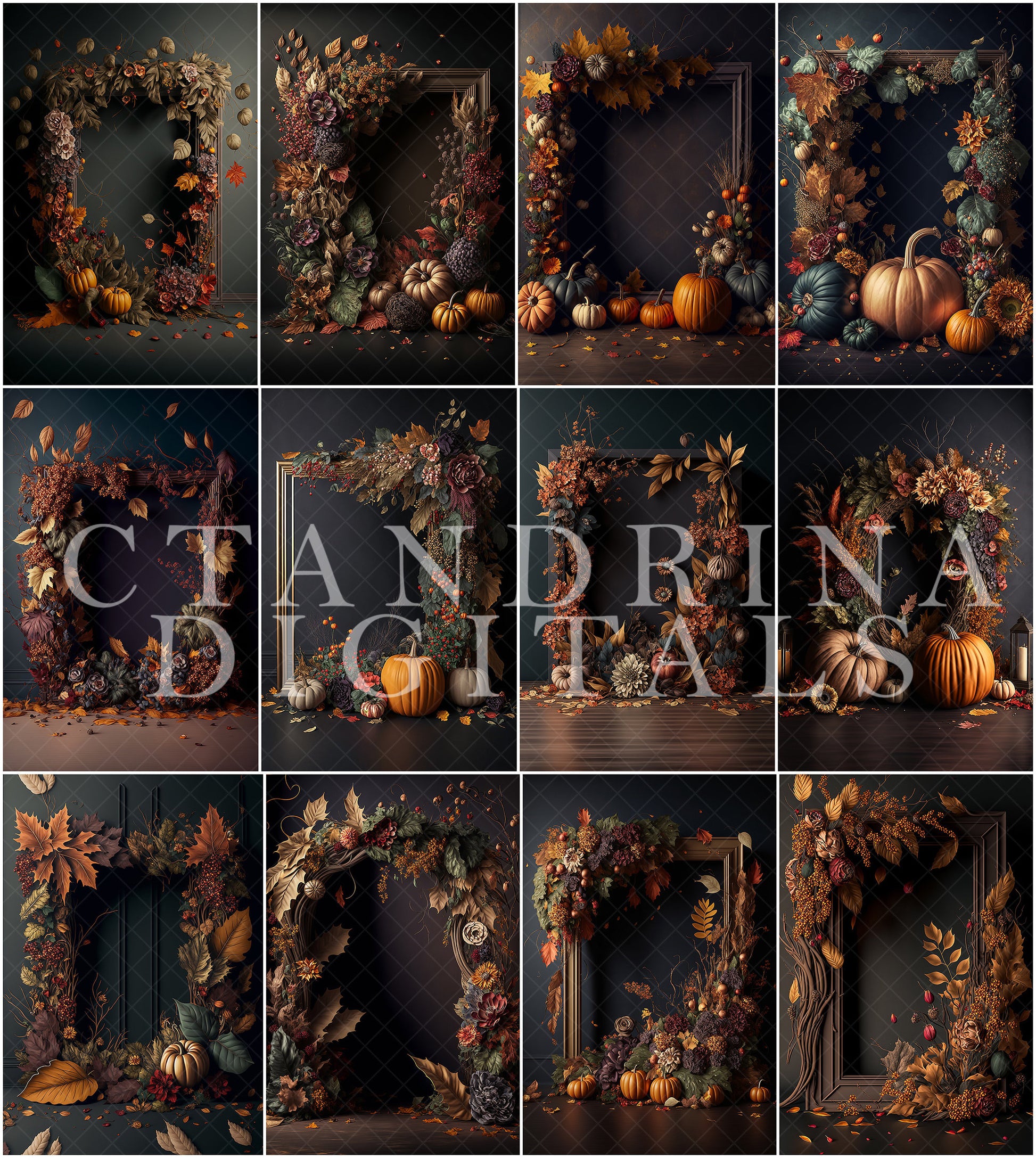 Autumn Floral Digital Backdrops, Abstract Fall Digital Backdrop Overlays, Maternity Backdrop Overlays, Maternity Backdrops for Photoshop