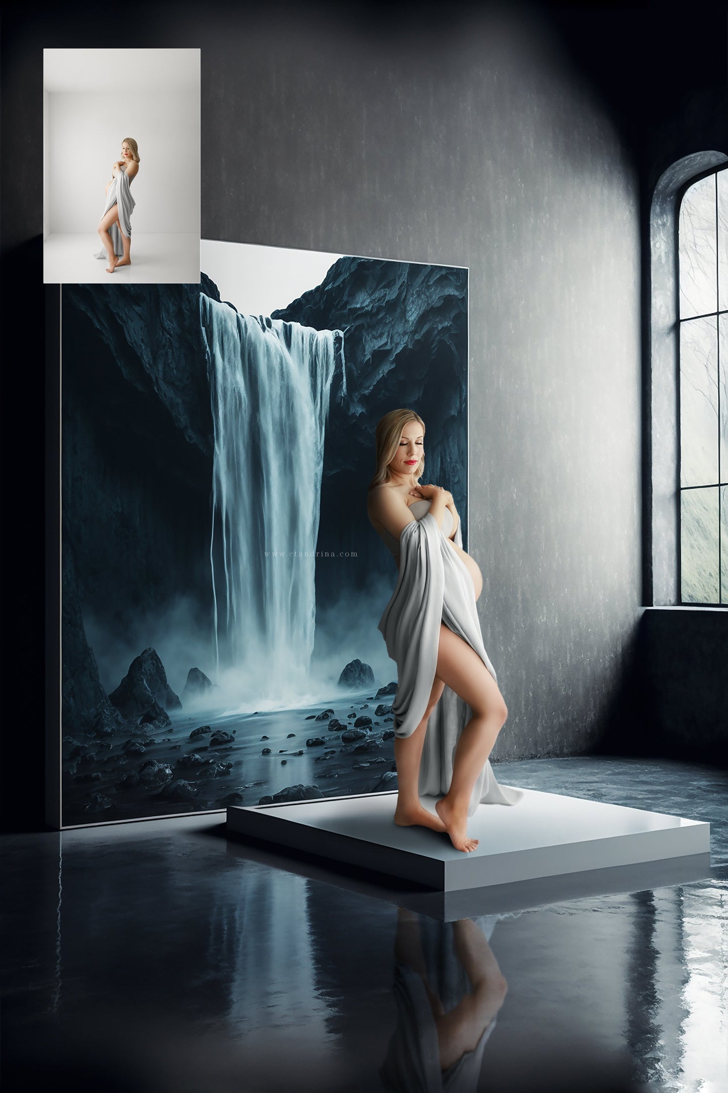 Waterfall Digital Backdrops, Abstract Waterfall Theme Maternity Digital Backdrops for Photoshop Composite, Maternity Backdrop Overlays