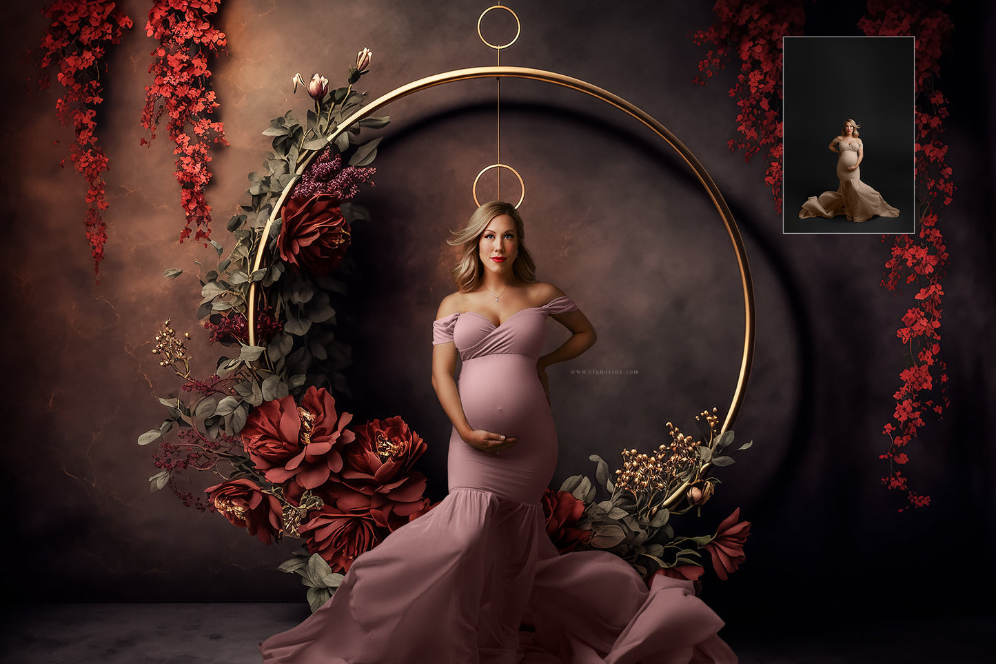 floral ring digital backdrops, maternity digital backdrops, fine art floral ring backdrops, maternity backdrops best sellers, studio digital backdrops, ctandrina, original floral ring backdrops, valentines day backdrops, red floral ring backdrops