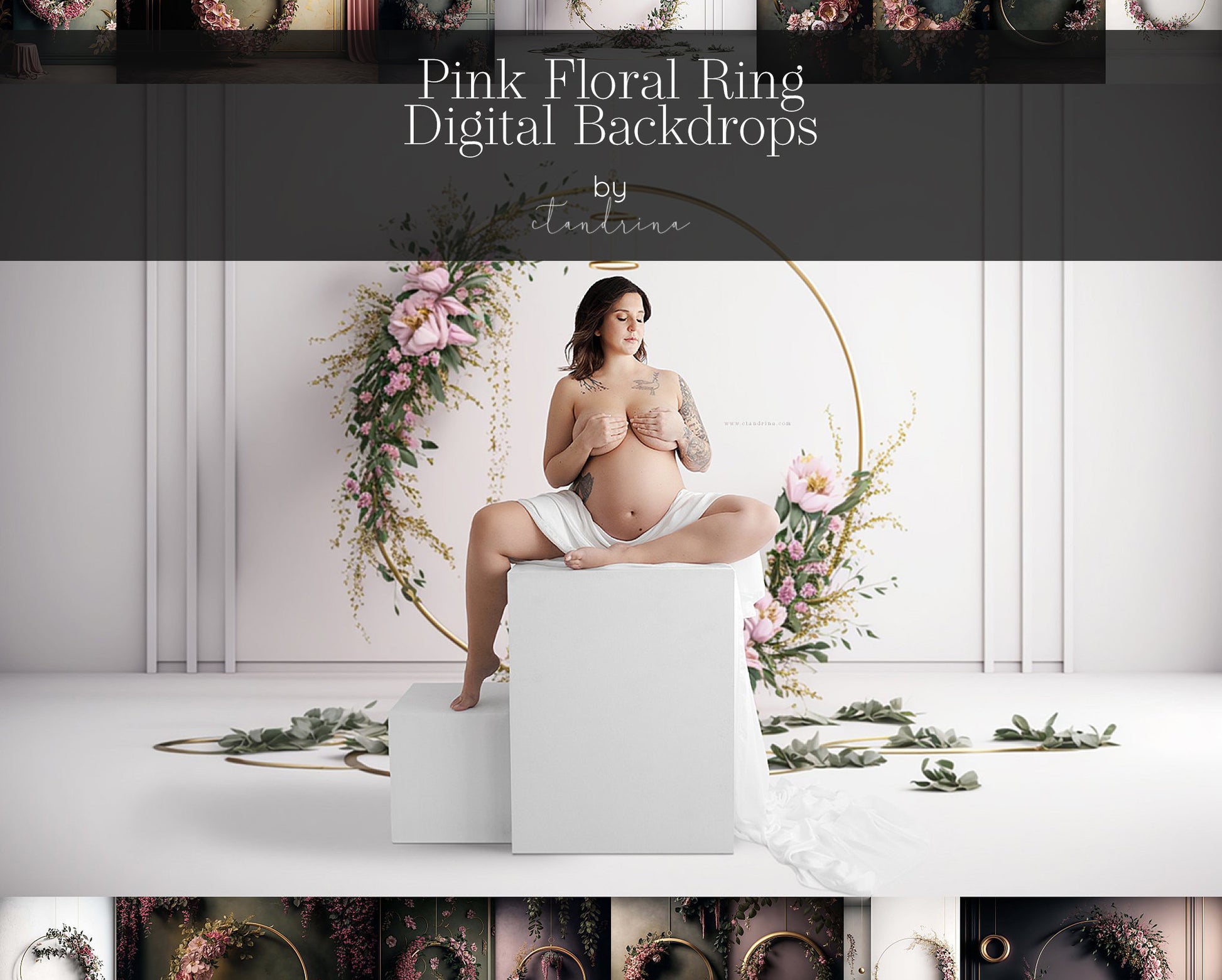 maternity digital backdrops, fine art floral ring backdrops, maternity backdrops best sellers, studio digital backdrops, ctandrina, original floral ring backdrops, spring floral backdrops, valentine floral hoop backdrops