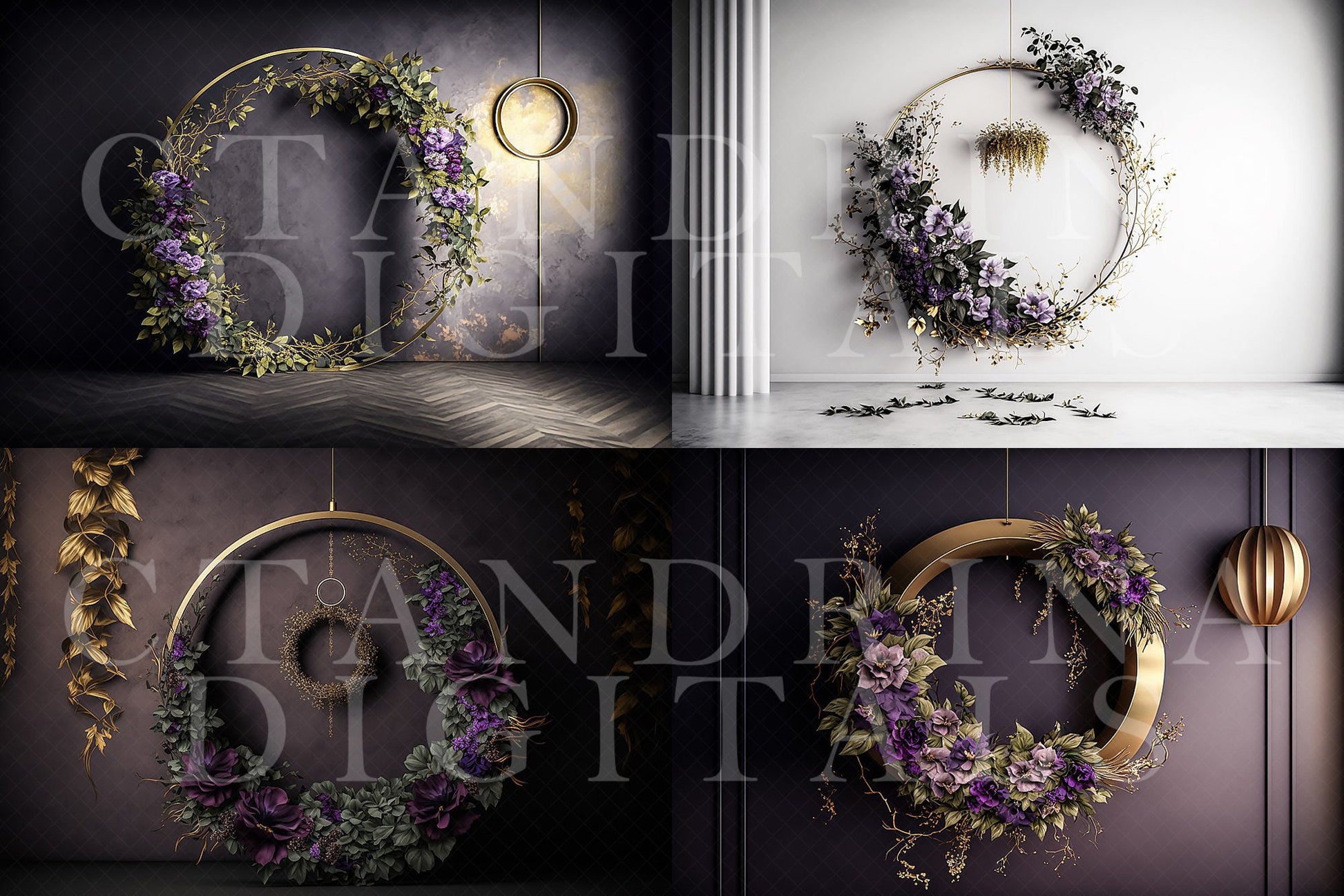 maternity digital backdrops, fine art floral ring backdrops, maternity backdrops best sellers, studio digital backdrops, ctandrina, original floral ring backdrops, spring floral backdrops, purple hoop backdrops