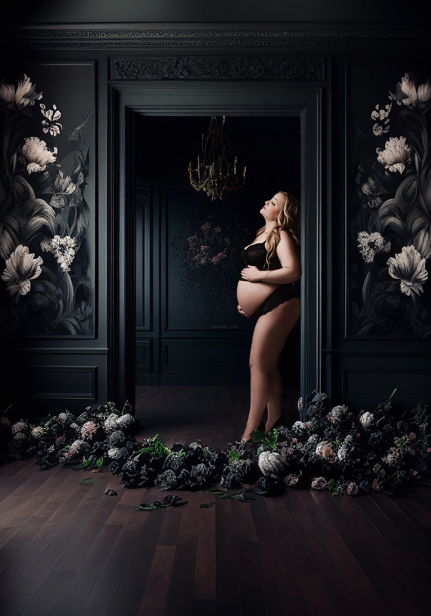 Dark & Moody Flower Room Digital Backdrops, Maternity Digital Backdrops, Fashion Digital Backdrops for Photoshop Composites, Moody Backdrops