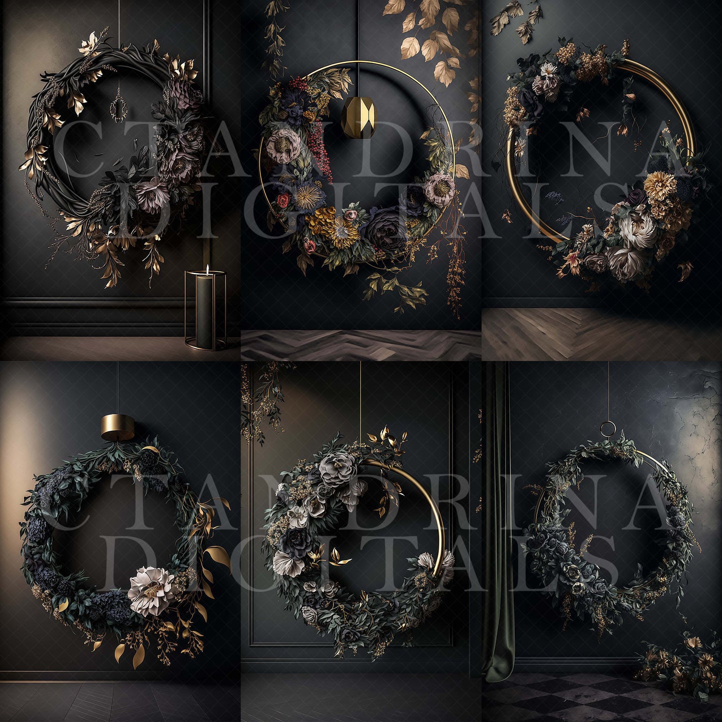 maternity digital backdrops, fine art floral ring backdrops, maternity backdrops best sellers, studio digital backdrops, ctandrina, original floral ring backdrops, spring floral backdrops, halloween floral hoop backdrops