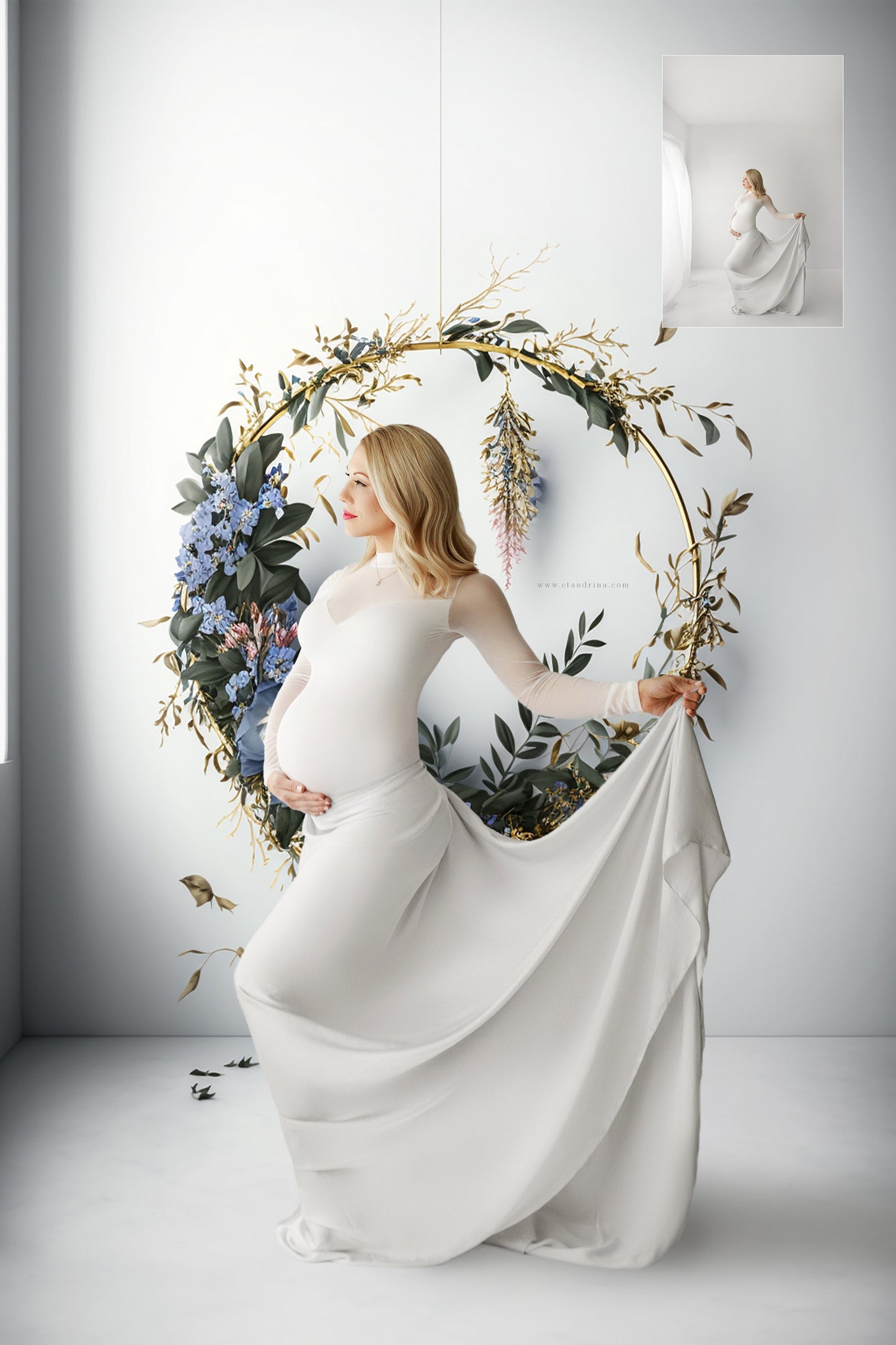 maternity digital backdrops, fine art floral ring backdrops, maternity backdrops best sellers, studio digital backdrops, ctandrina, original floral ring backdrops, spring floral backdrops, blue hoop backdrops