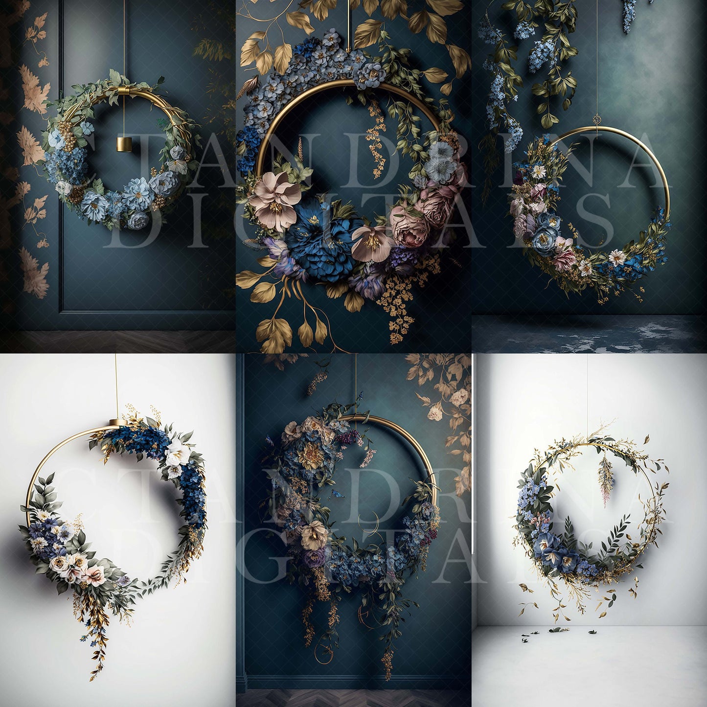 maternity digital backdrops, fine art floral ring backdrops, maternity backdrops best sellers, studio digital backdrops, ctandrina, original floral ring backdrops, spring floral backdrops, blue hoop backdrops