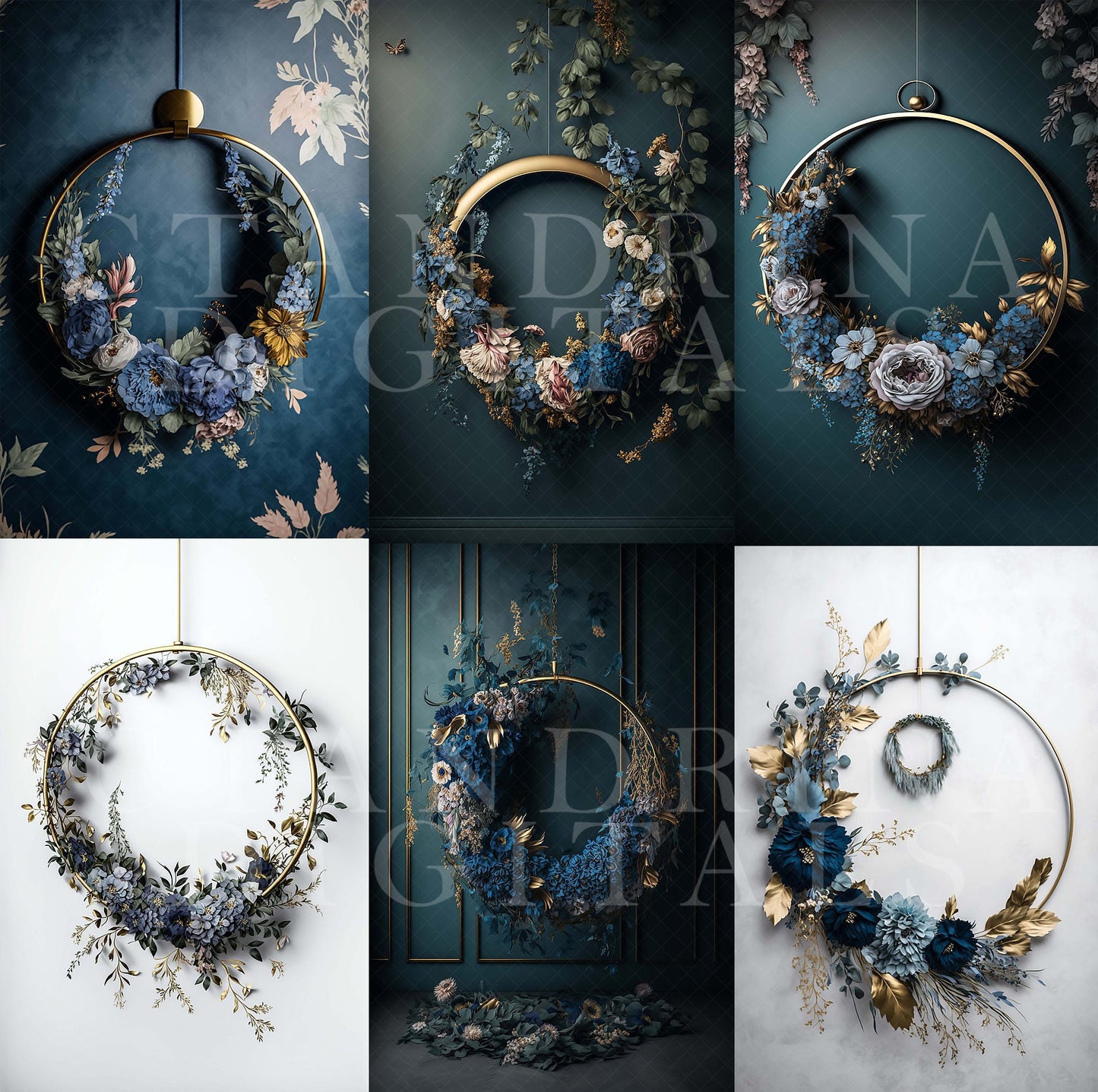 maternity digital backdrops, fine art floral ring backdrops, maternity backdrops best sellers, studio digital backdrops, ctandrina, original floral ring backdrops, spring floral backdrops, blue hoop backdrops