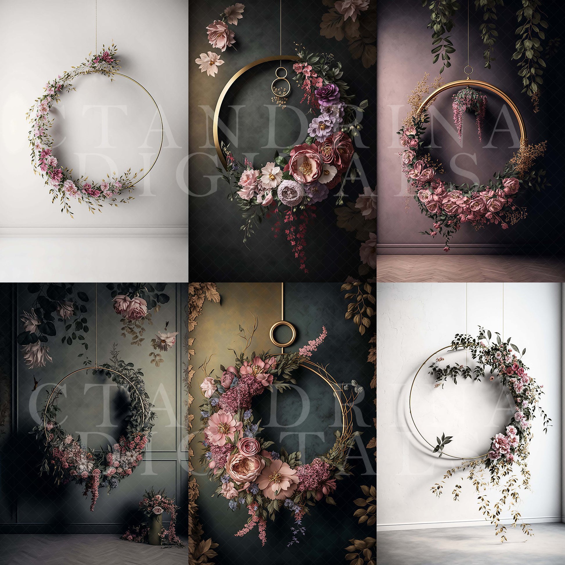 maternity digital backdrops, fine art floral ring backdrops, maternity backdrops best sellers, studio digital backdrops, ctandrina, original floral ring backdrops, spring floral backdrops, valentine floral hoop backdrops