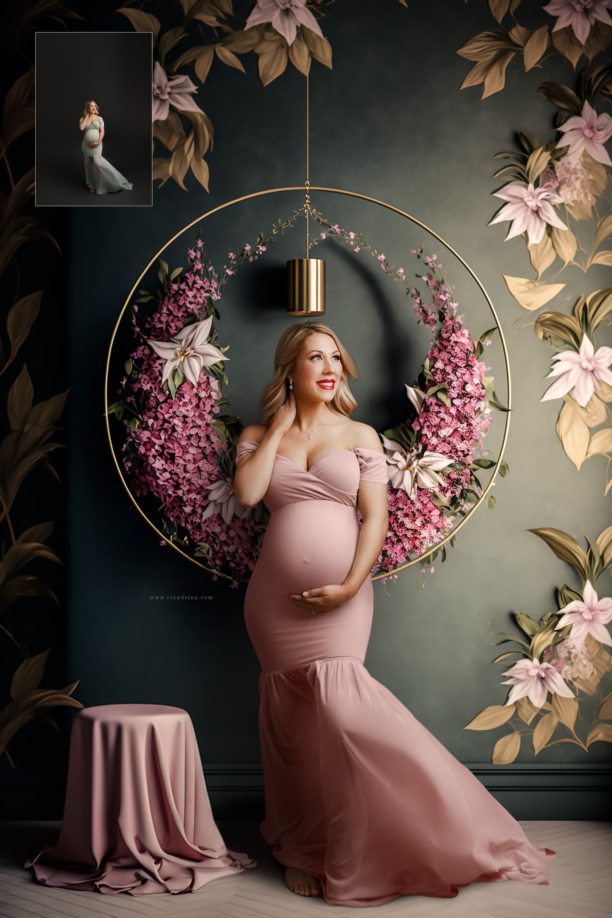 maternity digital backdrops, fine art floral ring backdrops, maternity backdrops best sellers, studio digital backdrops, ctandrina, original floral ring backdrops, spring floral backdrops, valentine floral hoop backdrops