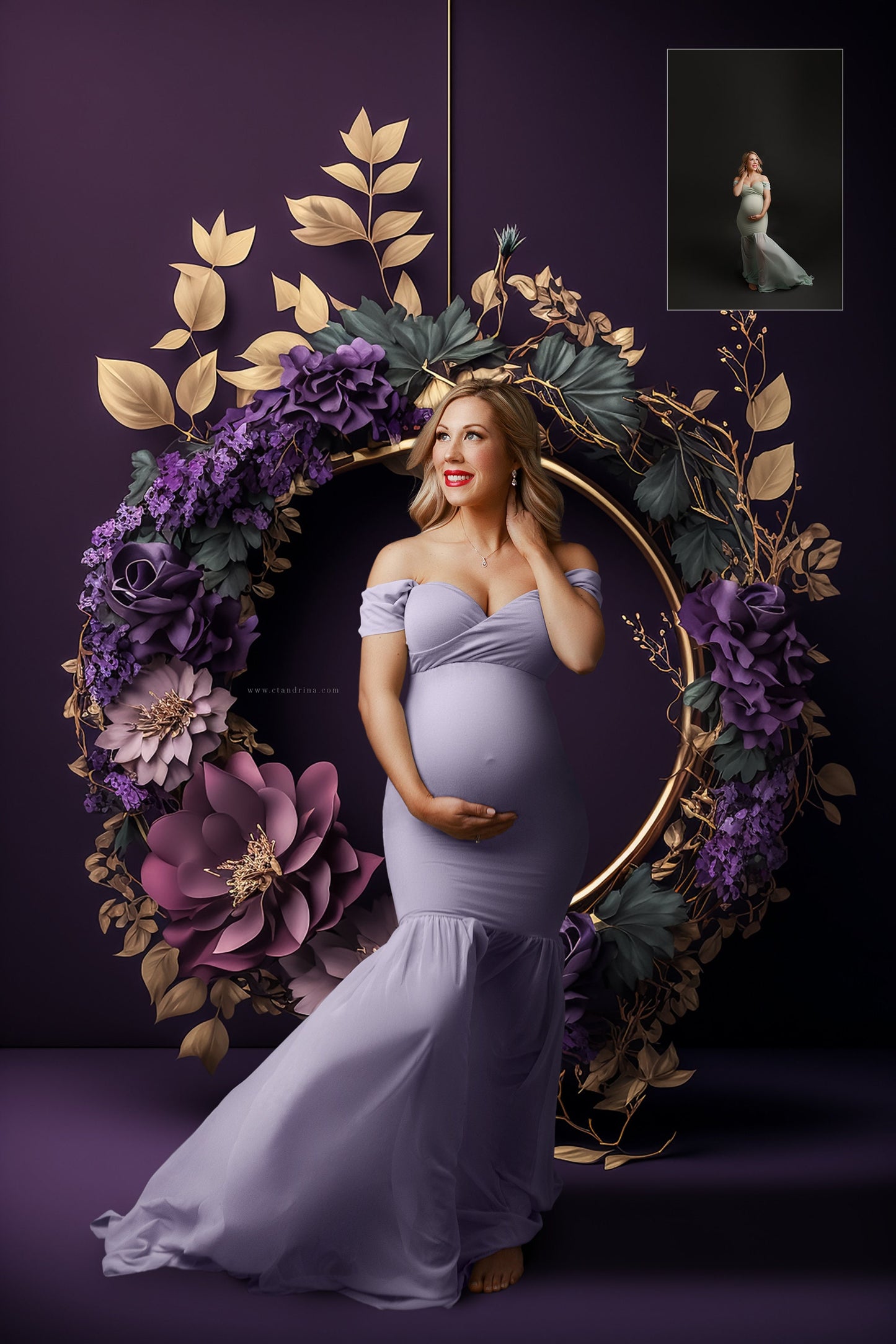 maternity digital backdrops, fine art floral ring backdrops, maternity backdrops best sellers, studio digital backdrops, ctandrina, original floral ring backdrops, spring floral backdrops, purple hoop backdrops