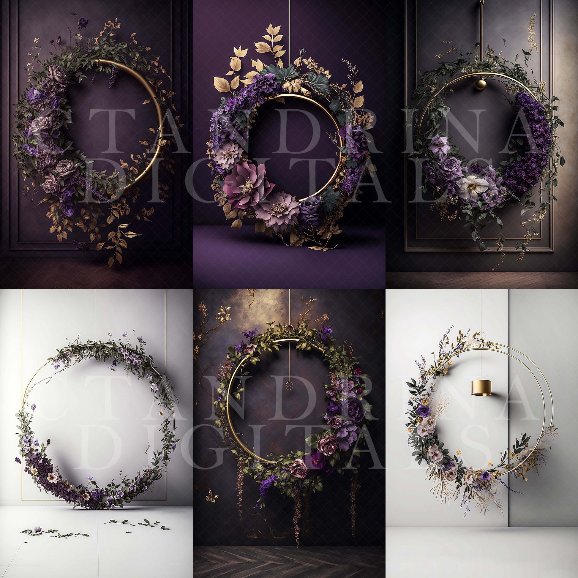 maternity digital backdrops, fine art floral ring backdrops, maternity backdrops best sellers, studio digital backdrops, ctandrina, original floral ring backdrops, spring floral backdrops, purple hoop backdrops