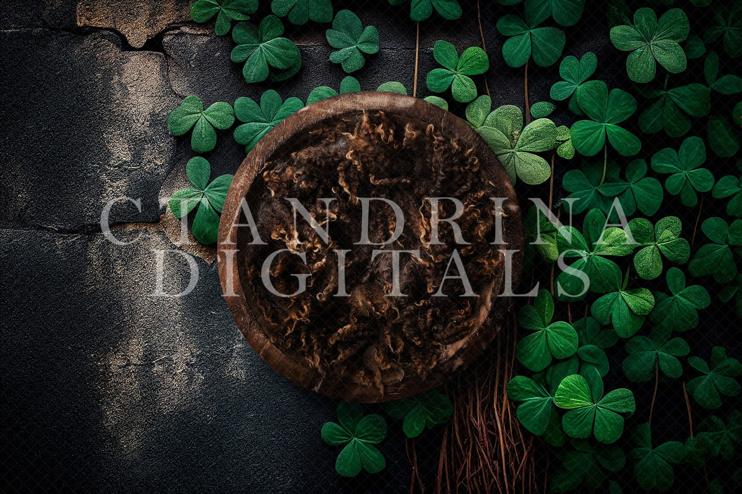 Shamrock Newborn Digital Backdrops, St. Patrick's Day Newborn Backdrop, Shamrock and Florals Newborn Digital Backdrops for Photoshop