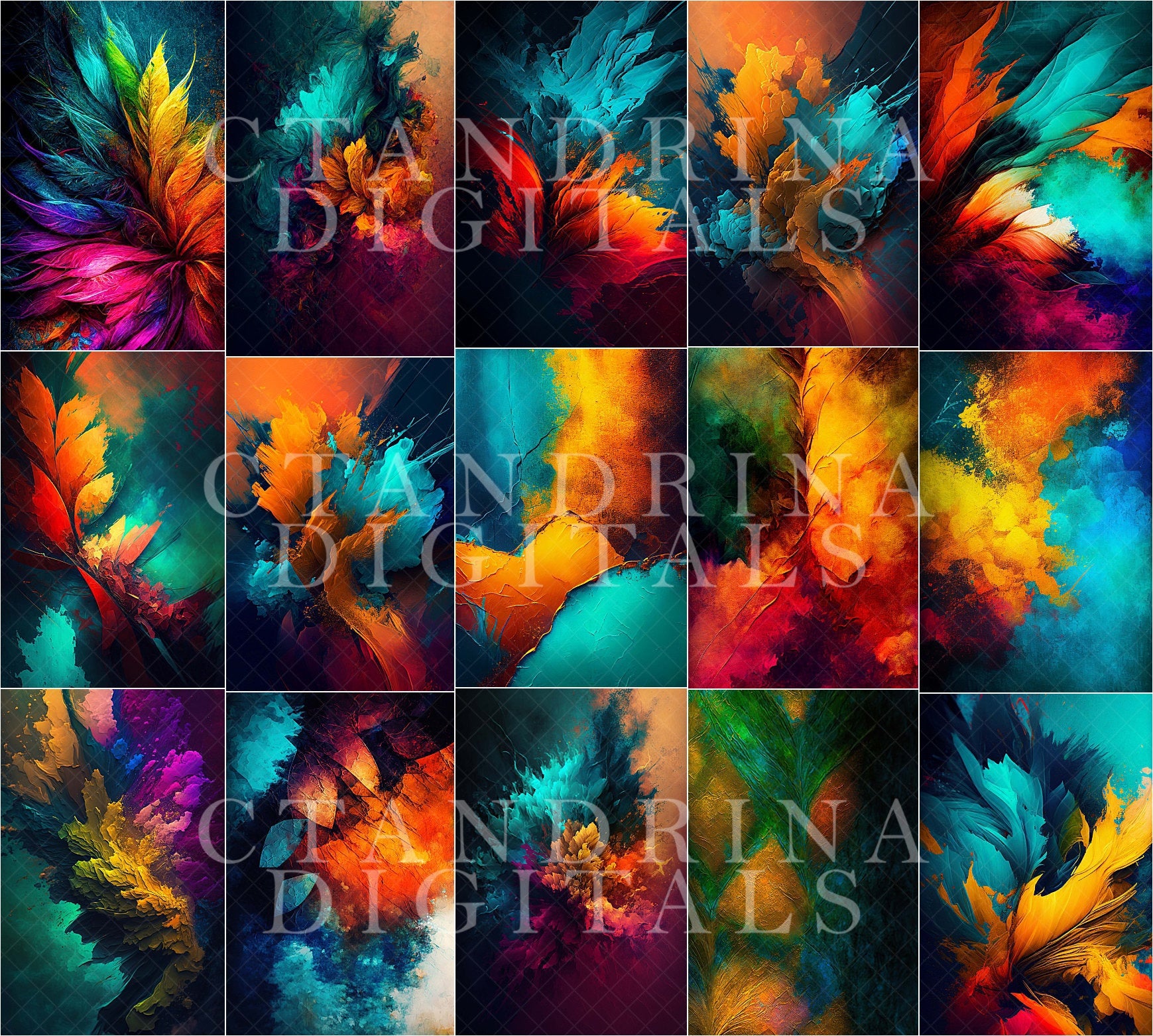 Fun and Vibrant Digital Backdrop Texture Overlays, Colorful Texture Overlays, Rainbow Photoshop Textures, Paint Texture Overlays