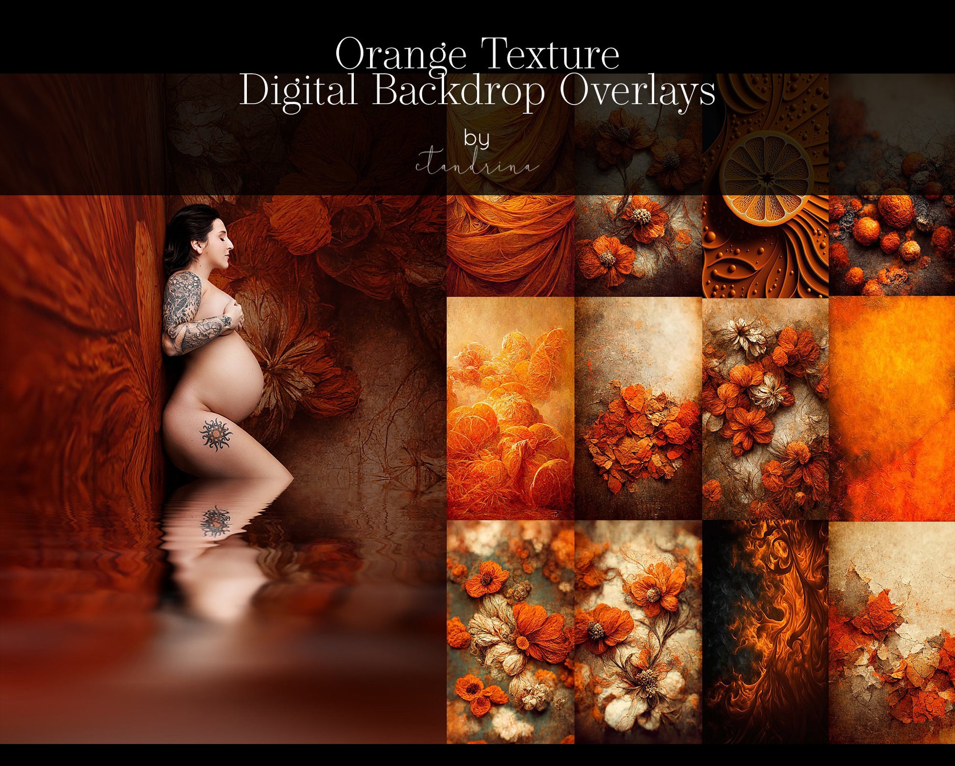 ctandrina digitals, orange floral texture overlays, fine art overlays, fine art texture overlays, fine art backdrops, maternity backdrops, maternity overlays, maternity sweeps, fine art photography, photoshop overlays, digital backdrop overlays