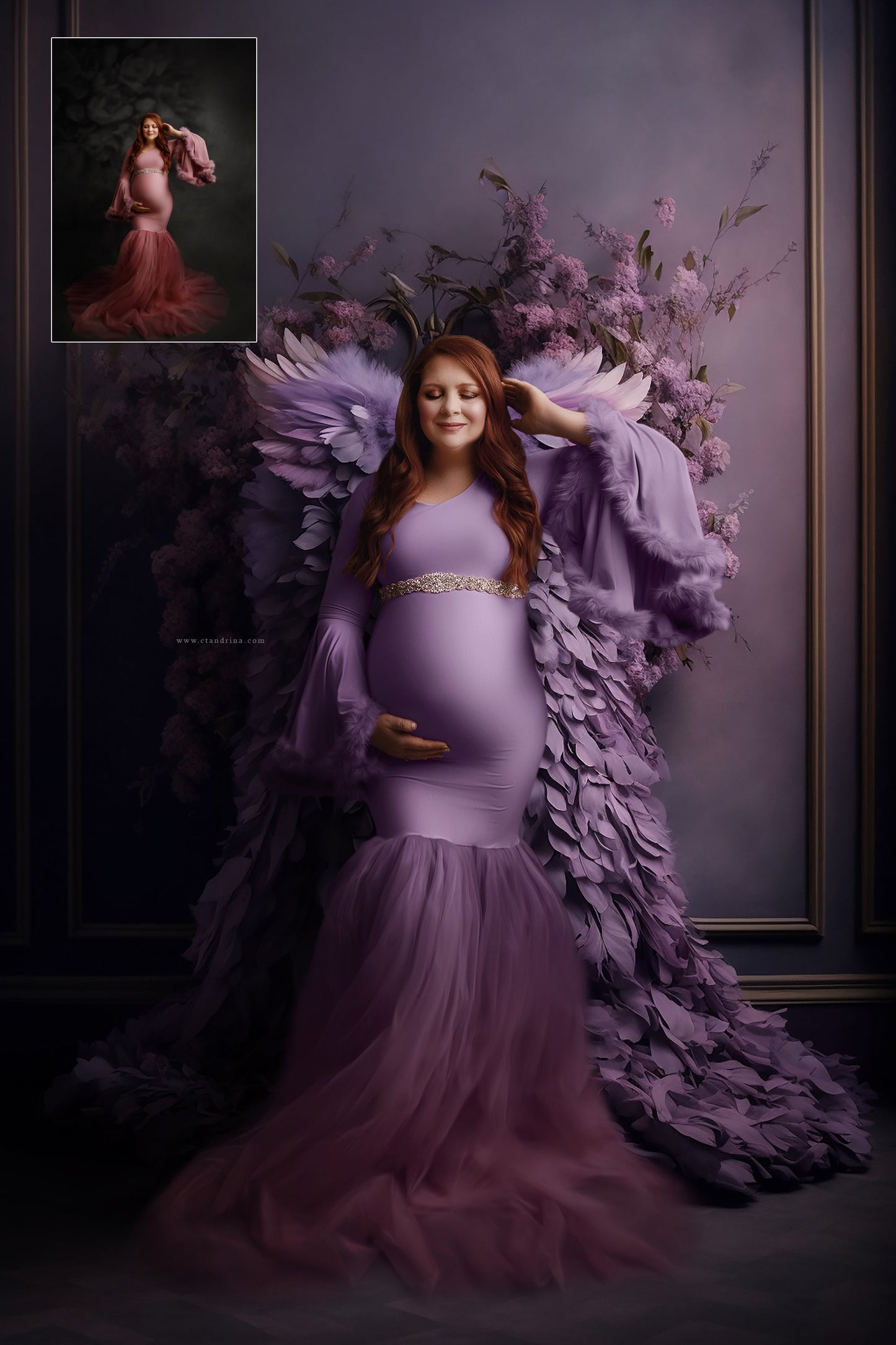 Purple Wings Digital Backdrops, Purple Angel Wing Luxury Maternity Digital Backdrops, Portrait Digital Backdrops for Photoshop Composite