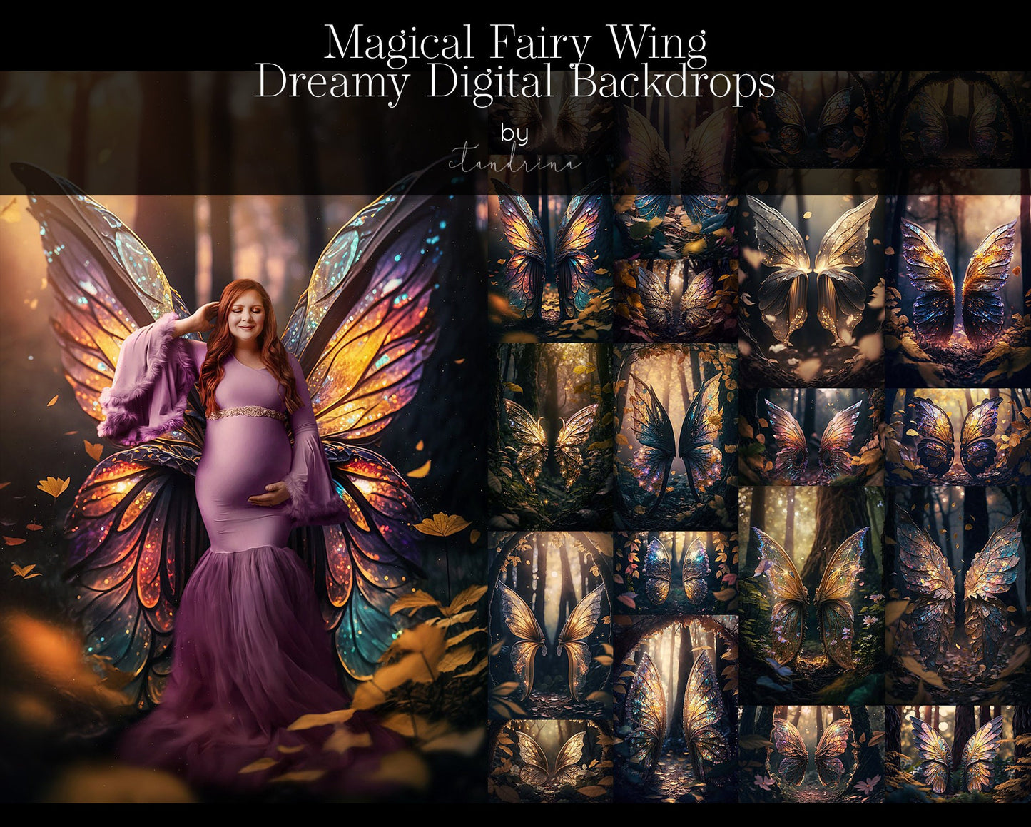 maternity digital backdrops, maternity backdrop overlays, fine art butterfly wing backdrops, maternity backdrops best sellers, magical backdrops, ctandrina, maternity fairy wing backdrops, butterfly wing digital backdrops, magical wing backdrops