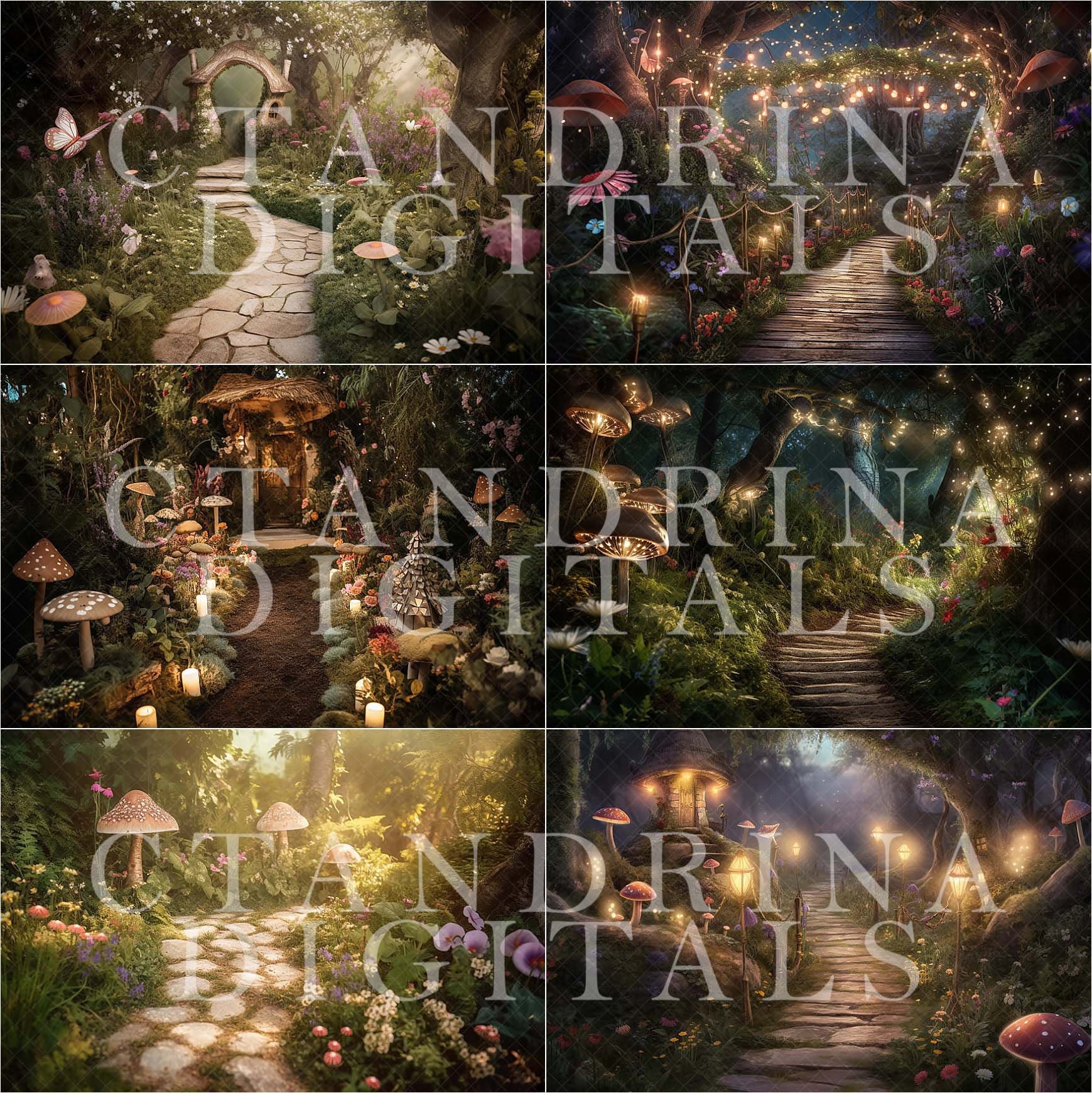 Magical Fairy Garden Digital Backdrops, Fantasy Digital Backgrounds, Fairy Digital Backdrops for Photoshop Composites, Dreamy Backdrops