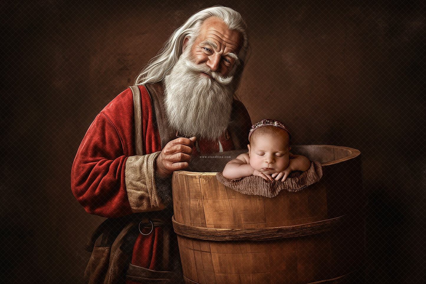 Santa Fine Art Newborn Digital Backdrop, Antique Fine Art Santa Claus Background, Christmas Newborn Digital Backdrop for Photoshop Composite