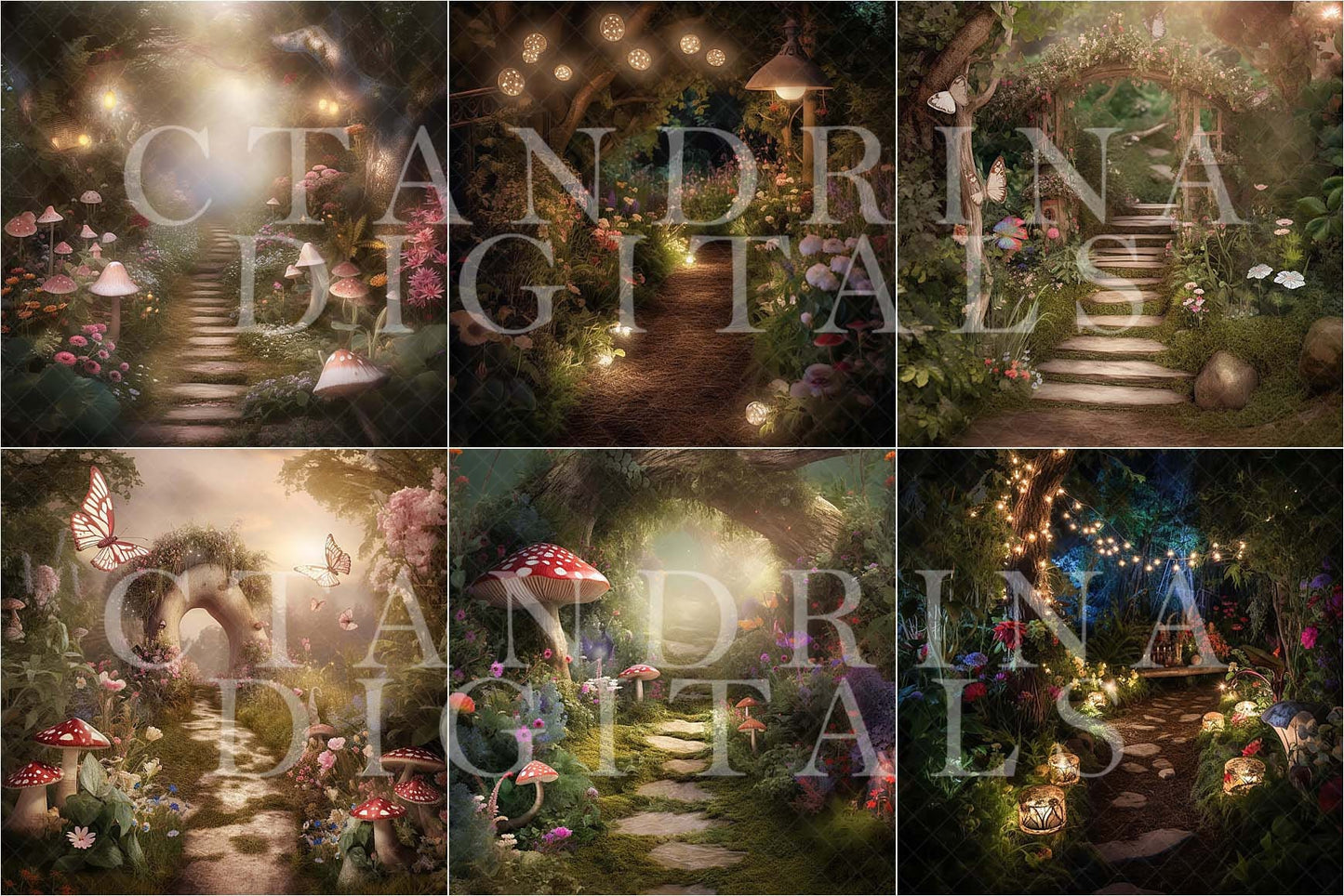 Magical Fairy Garden Digital Backdrops, Fantasy Digital Backgrounds, Fairy Digital Backdrops for Photoshop Composites, Dreamy Backdrops