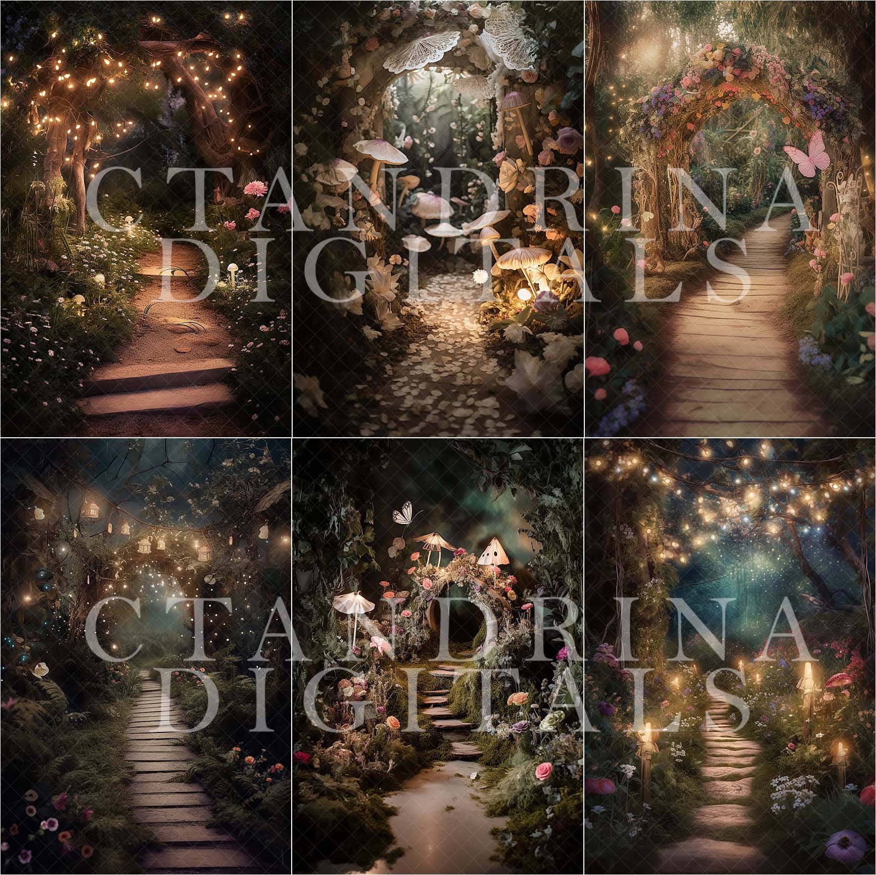 Magical Fairy Garden Digital Backdrops, Fantasy Digital Backgrounds, Fairy Digital Backdrops for Photoshop Composites, Dreamy Backdrops