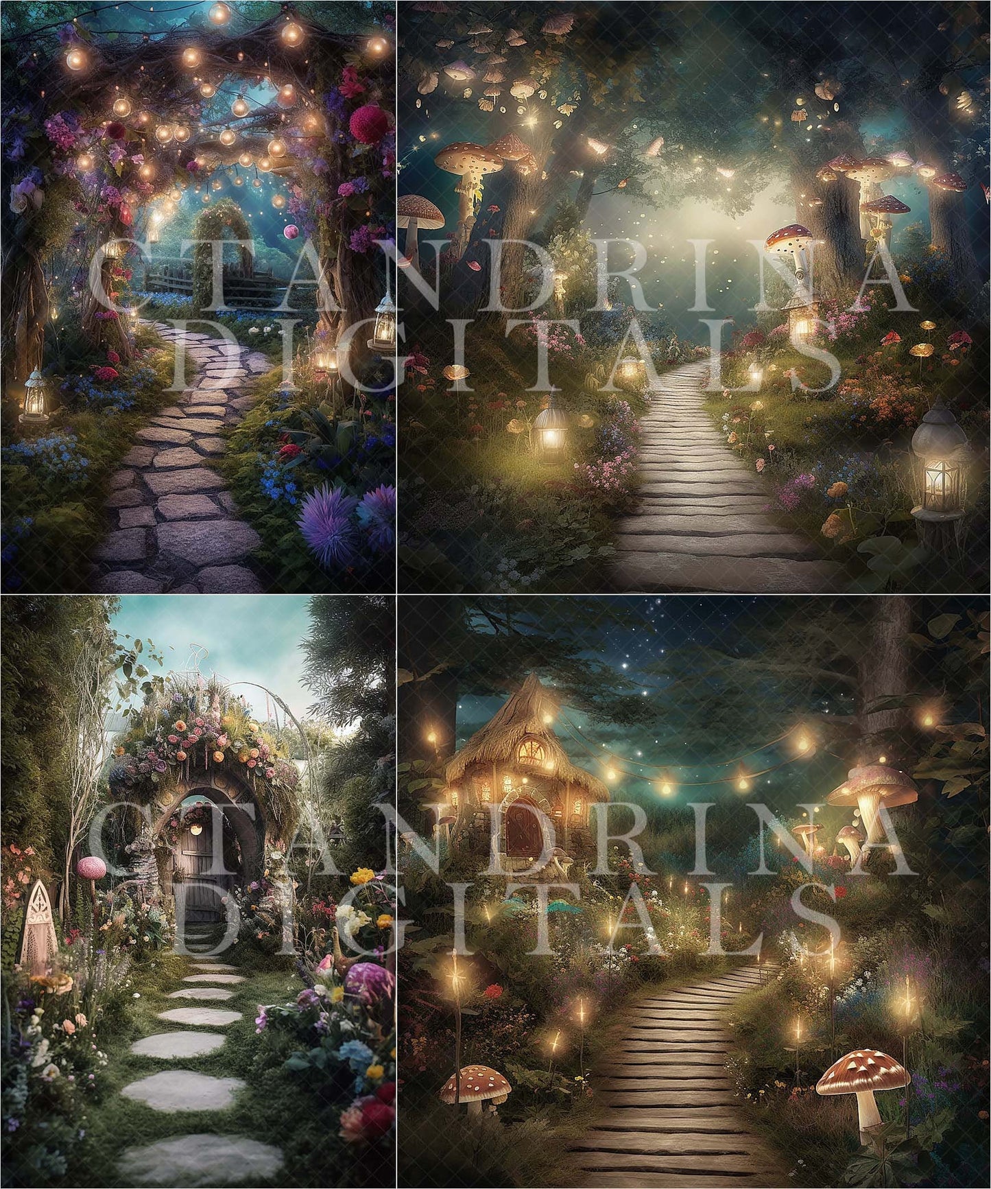 Magical Fairy Garden Digital Backdrops, Fantasy Digital Backgrounds, Fairy Digital Backdrops for Photoshop Composites, Dreamy Backdrops