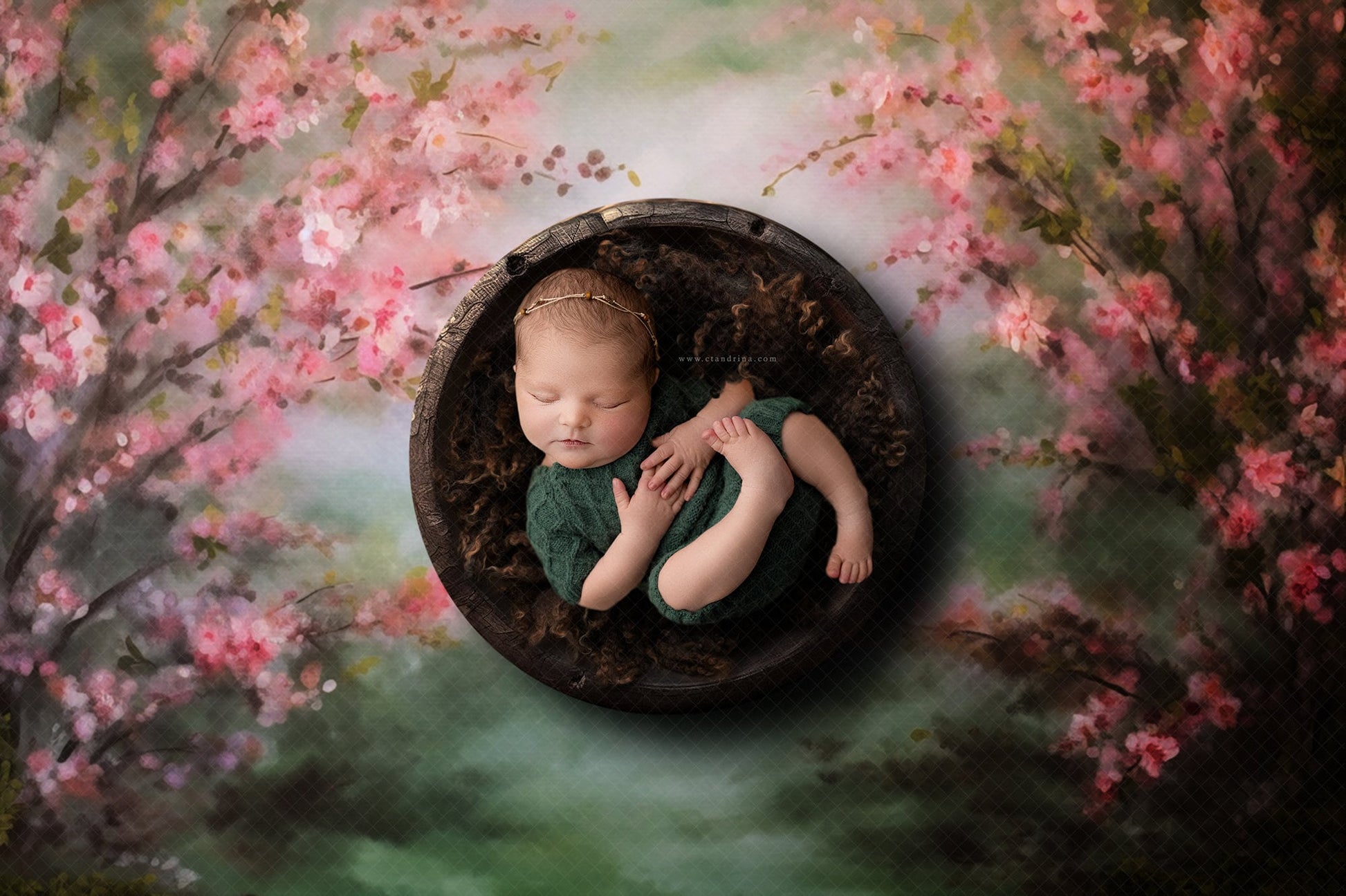 Spring Pink Floral Newborn Digital Backdrop, Fine Art Floral Newborn Background, Floral Digital Backdrop for Photoshop Composites